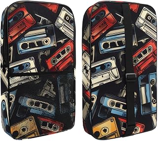 Colorful Seamless Cassette Tape Pickleball Paddle Bag for Women Men, Pickleball Paddle Cover Holds 2 Paddle and 4balls