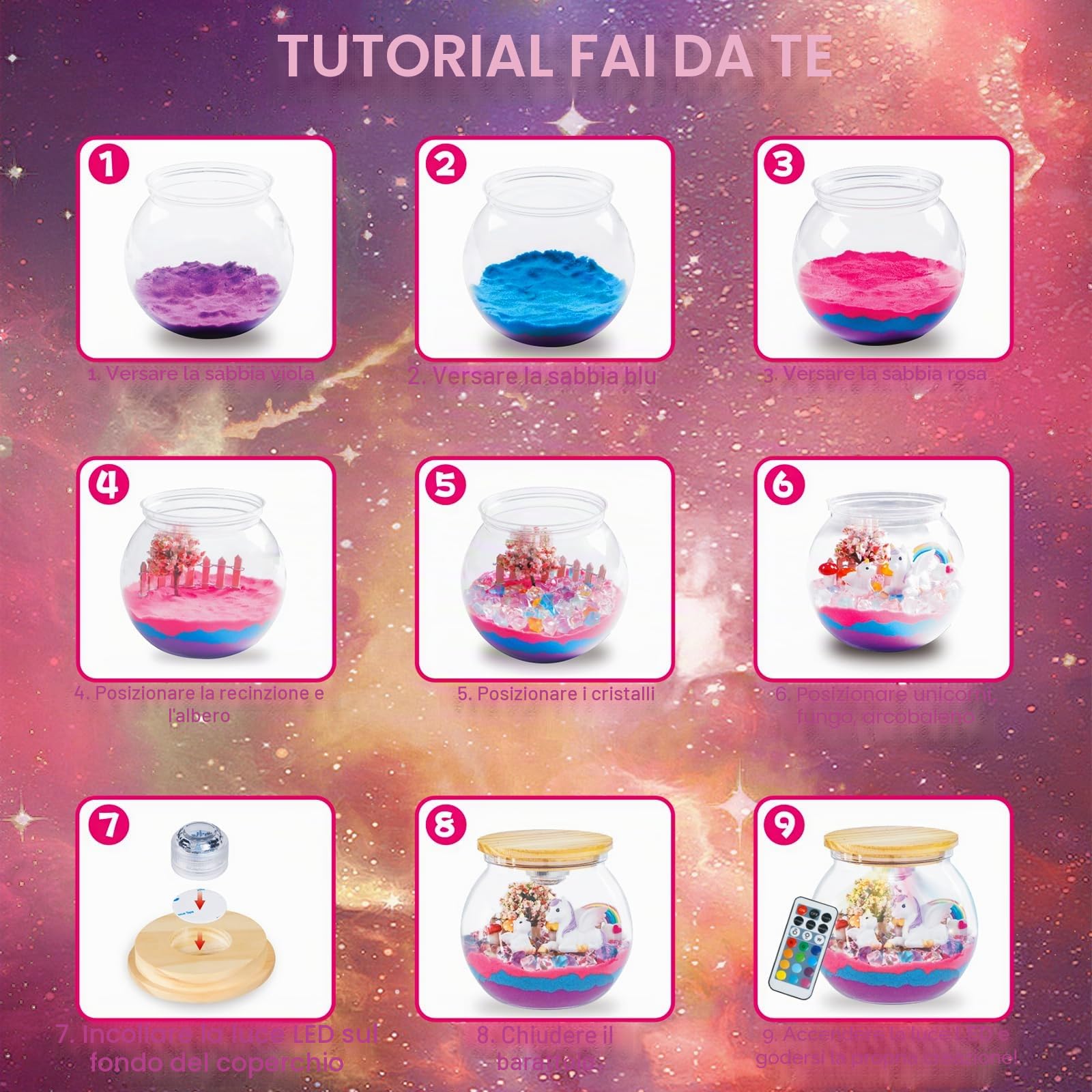 Yellcetoy Regalo unicorno per ragazze a partire dai 5 anni, set fai da te per bambini, unicorno, giocattolo di compleanno, idea regalo per ragazze, 5, 6, 7, 8, 9, 10, 11, 12 anni