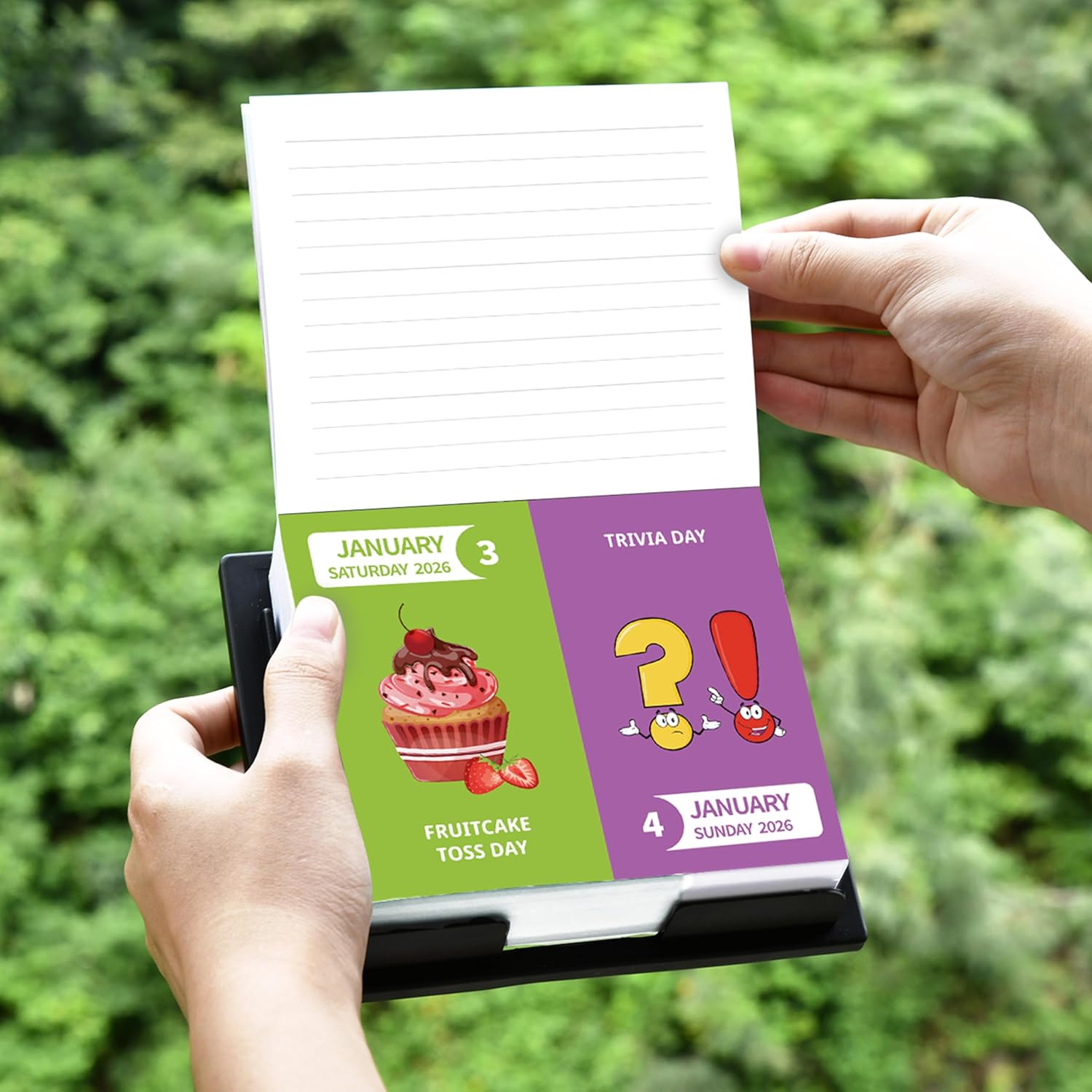 2026 Desk Calendar - 2026 Every Day's A Holiday Calendar, 12 Months Calendars from Jan.2026 - Dec.2026, 5.91'' x 4.92'', Small Desk Calendars with Full-Color Tear-Off Pages, Premium Paper, Plastic Backplane bracket for Home & Office - Image 7