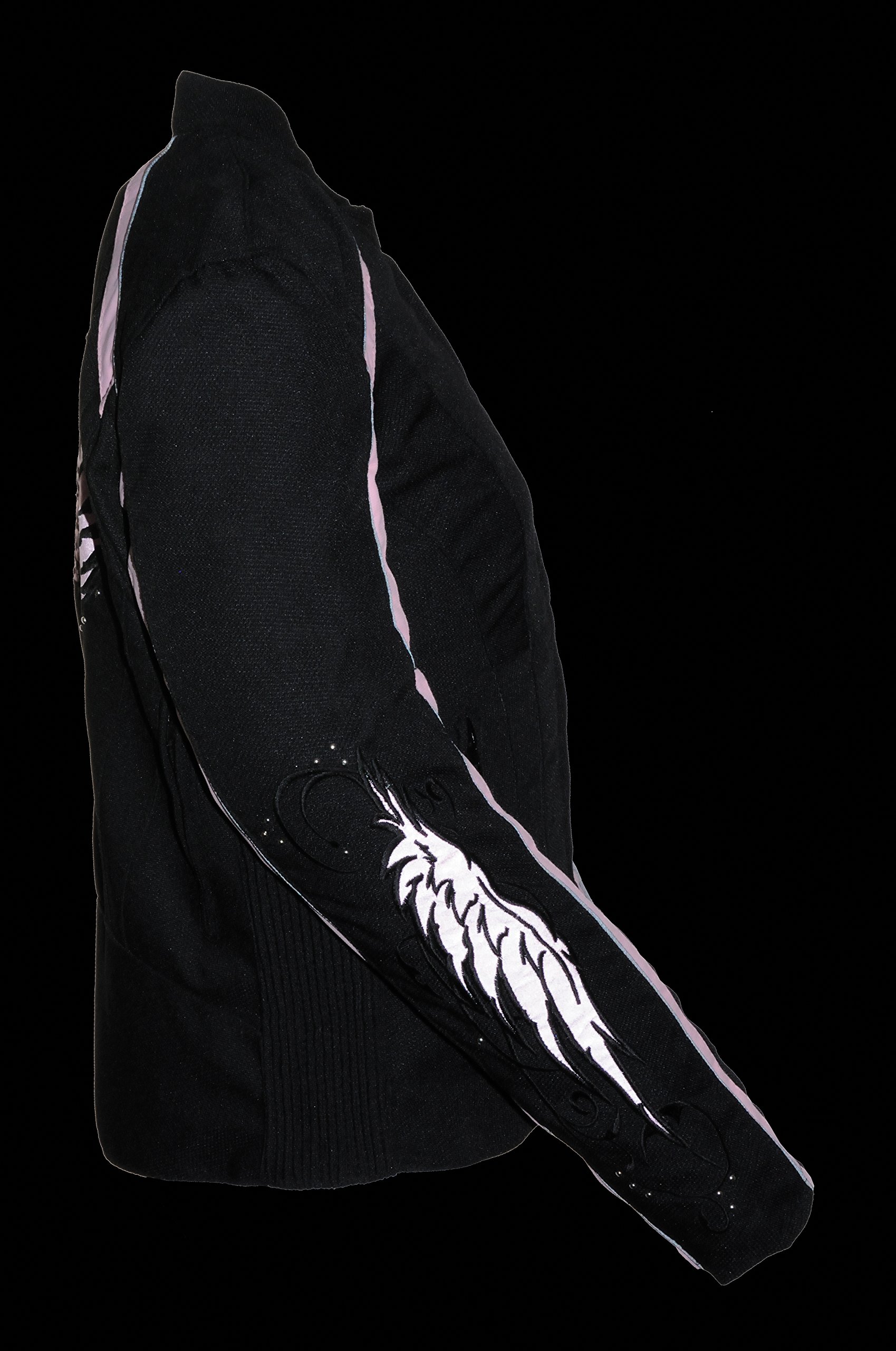 Milwaukee Leather SH1954 Womens Black Textile Jacket with Stud and Wings Detailing — view 2