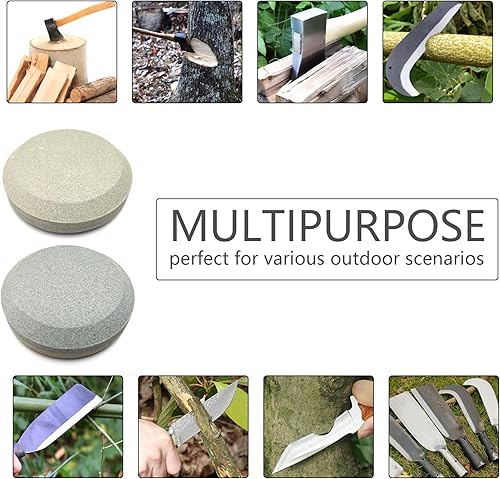Miniatura 5 de ICFAE Afilador de hacha de piedra de afilar, 120 granos280 granos, 3.15 x 1 pulgada, afilador de punto redondo de doble cara para hacha, cuchillo,