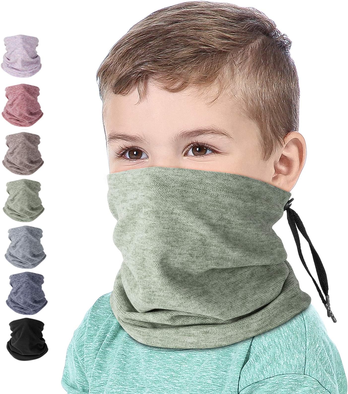 Kids Bandana Face Cover Mask, Adjustable Winter Neck Gaiter Warmer Drawstring Scarf Multi Use Neck Scarf Breathable Headwear Balaclava Boy Girl 1Pcs