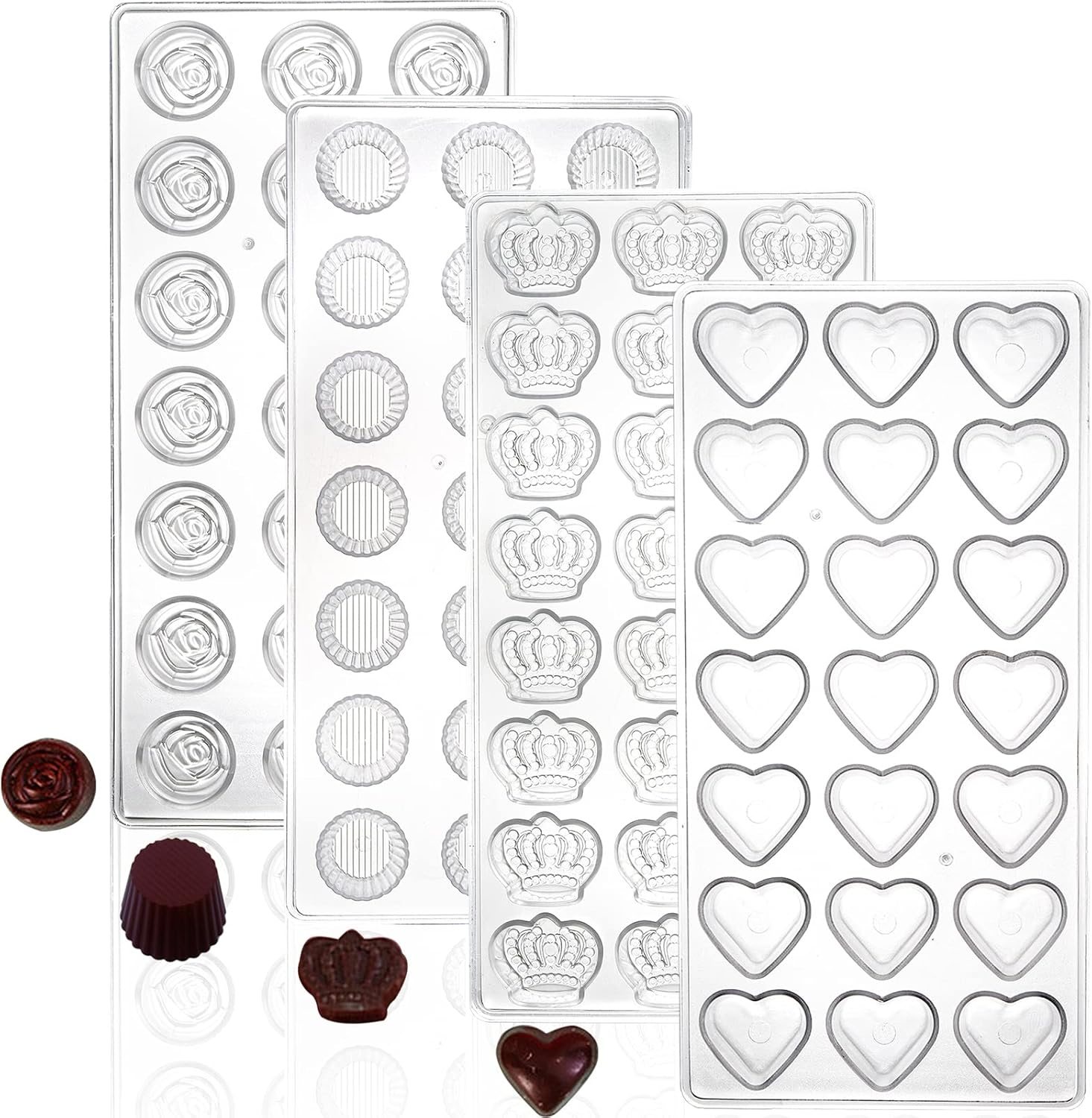 ZEAYEA 4 Pack 87 Grids Polycarbonate Chocolate Mold, Candy