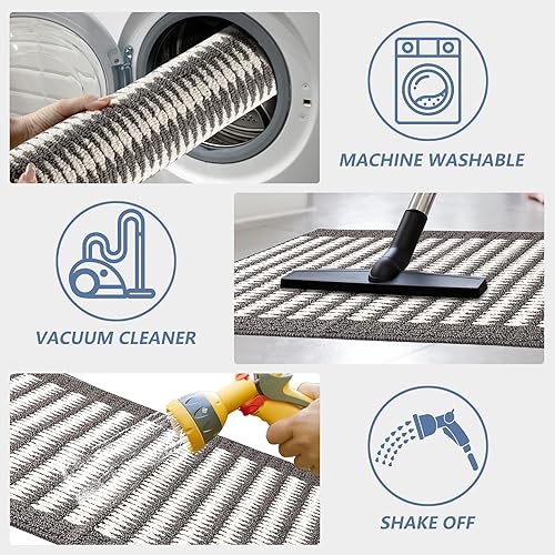 Miniatura 6 de Timo Alfombra de pasillo, 2 x 8 pies de largo, para interiores, lavables, para pasillos, antideslizante, absorbente de agua, alfombra de entrada,