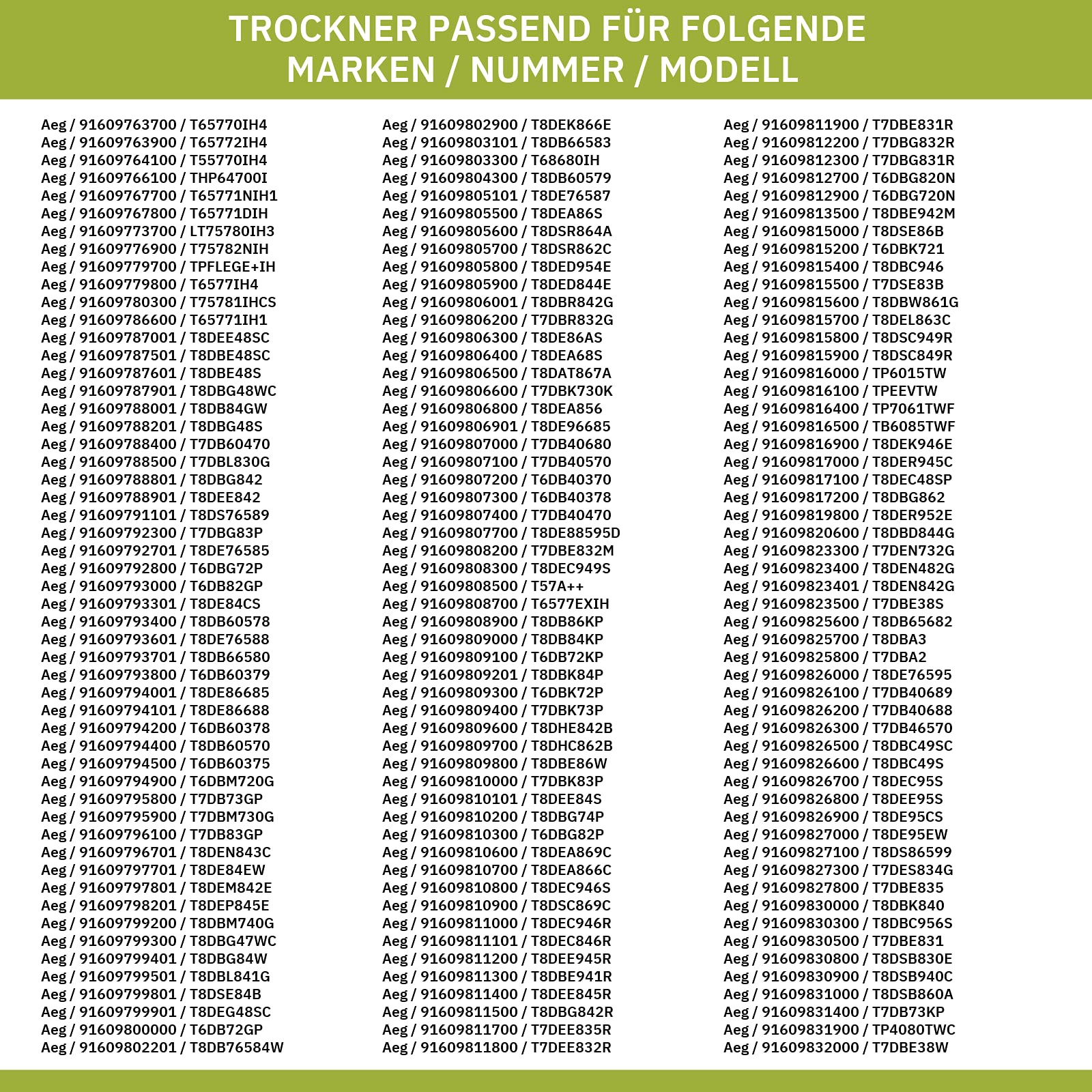 eVendix Türdichtung vorne AEG 14006609701/9 für Trockner