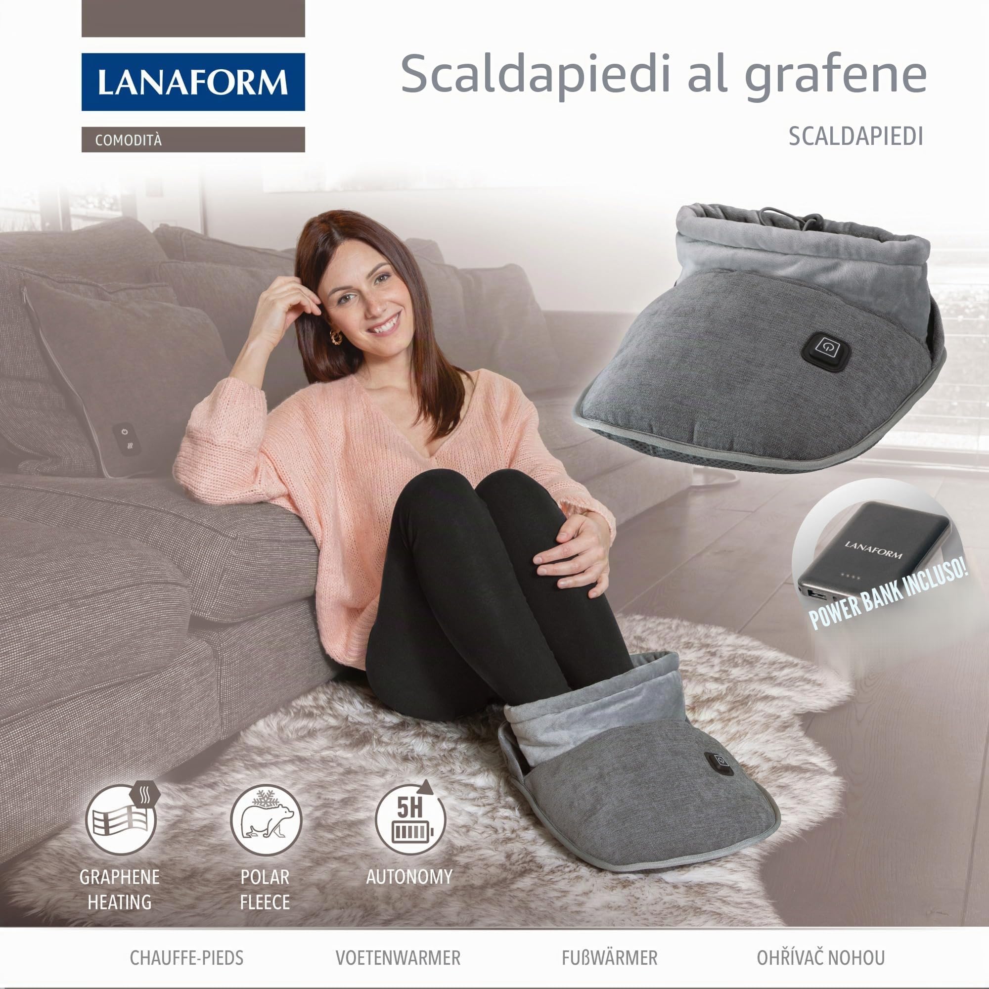 Graphene Foot Warmer - Scaldapiedi Elettrico Senza Fili - Sacco Riscaldante Grafene - Calore Gambe Inverno Ufficio - Batteria Portatile 5000mAh - Polar Ultra Suave – Hogar Sofá Confort