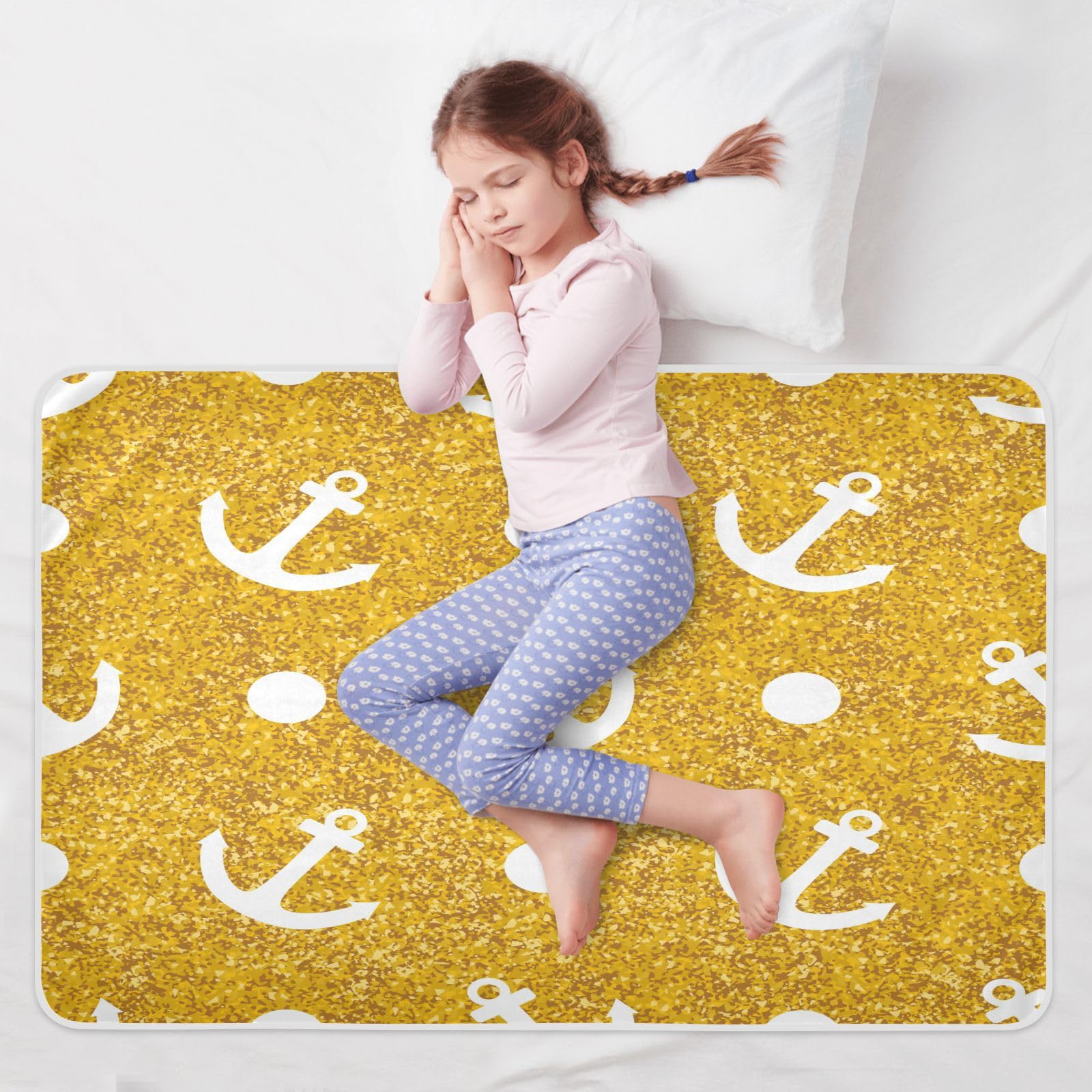 susiyo Polka Dots on Golden Bed Pads for Incontinence Mattress Protector Anti-Slip Waterproof Pads (56