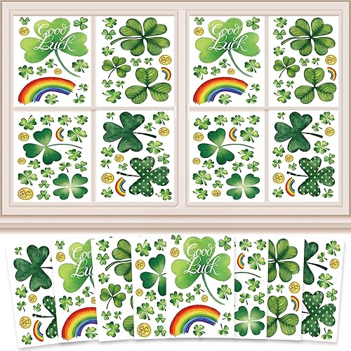 Katchon, Adhesivos para ventana del Día de San Patricio, 12 x 8 pulgadas, 120 piezas de decoraciones de arco iris del día de San Patricio,