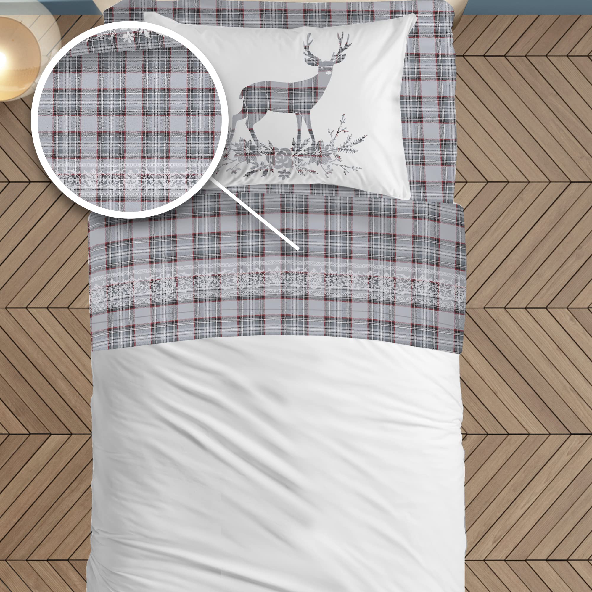 PENSIERI DELICATI Single Bed Sheet Set, 100% Cotton, 90 x 200 cm Single Bed Sheet Set, Includes Bottom Sheet - Image 2