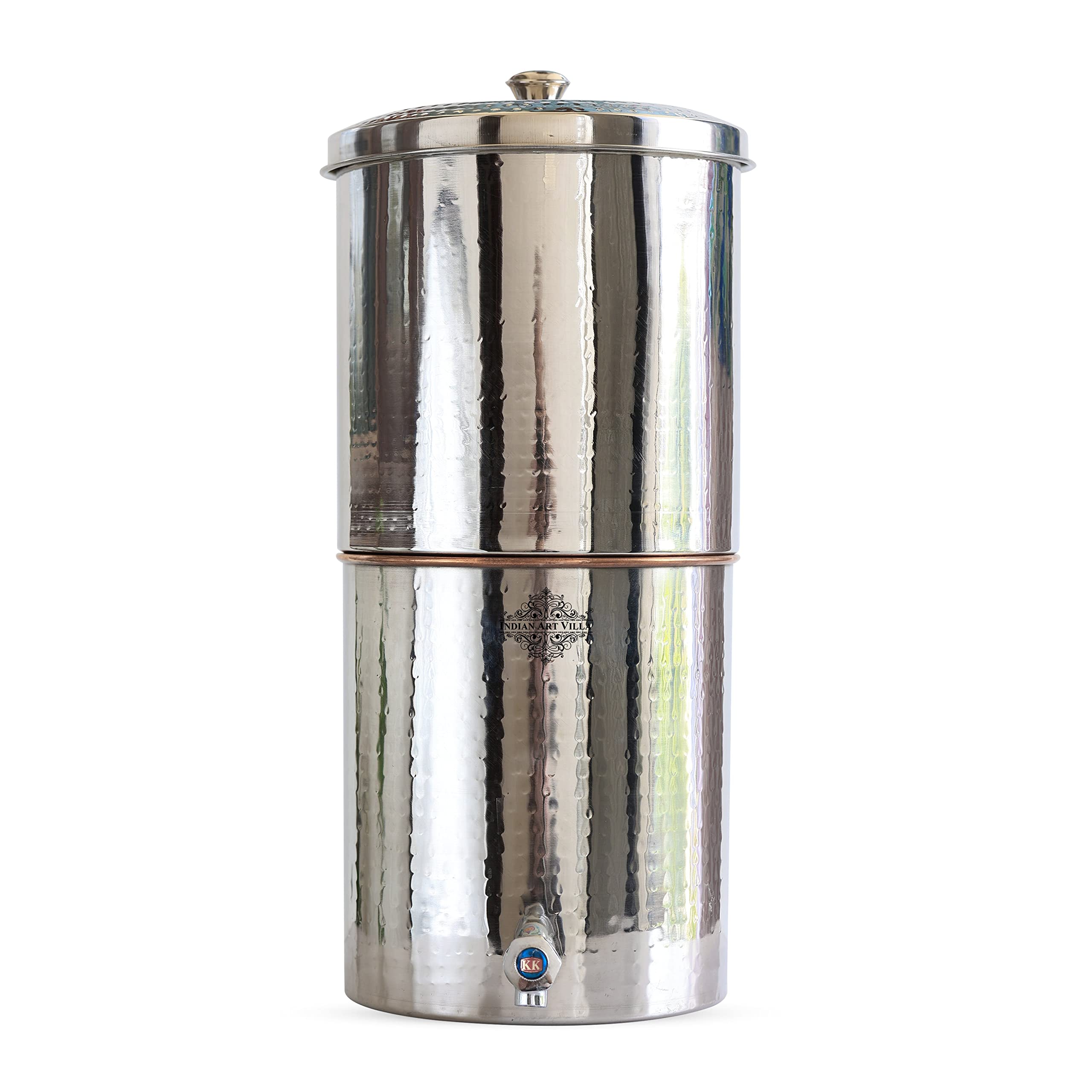 Indian Art Villa Steel Copper Filter Water Container With Hammered Design, For Storage Water Garden Home, Volume-20 Ltr. (B0BS3Z9SR5) Amazon Price History, Amazon Price Tracker