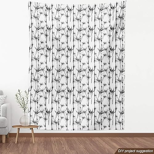 Miniatura 4 de Ambesonne The Yard, tela con estampado asiático de árboles exóticos en una selva tropical, patrón de follaje tropical, tela decorativa para