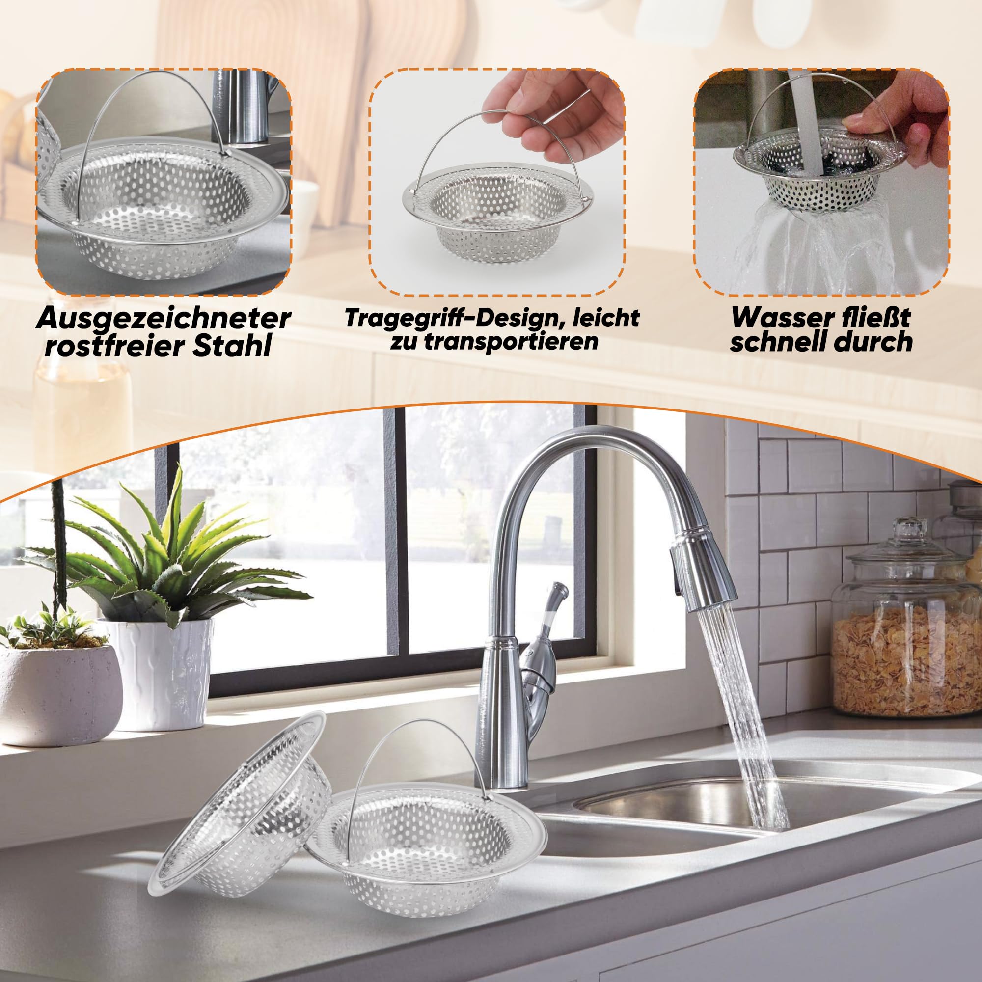 2 stuks afvoerzeef, roestvrij staal, zeef voor spoelbak, verstoppingsbescherming, wasbak, zeef, 11 x 7,5 x 2 cm, met handvat, geschikt voor keuken, douche, gootsteen 2 stuks afvoerzeef, roestvrij staal, zeef voor spoelbak, verstoppingsbescherming, wasbak, zeef, 11 x 7,5 x 2 cm, met handvat, geschikt voor keuken, douche, gootsteen