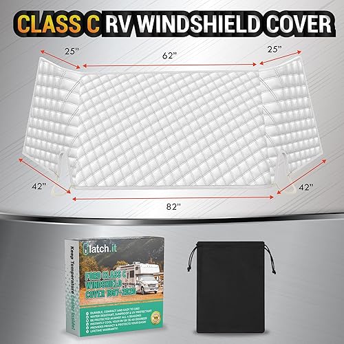 Miniatura 2 de LATCH.IT Cubierta de parabrisas para autocaravana clase C | Cubierta de parabrisas delantero para autocaravana clase C compatible con Ford 1997-2022