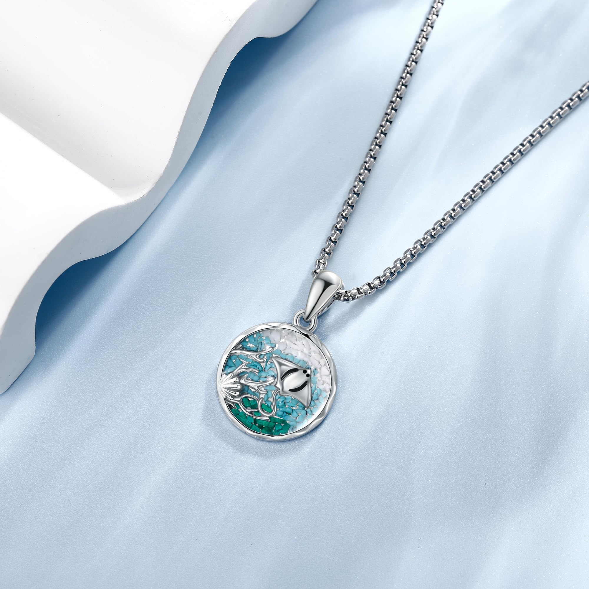 URONE Manta Collana in argento 925 Manta Rochen Ciondolo Manta Ray Gioielli Regali