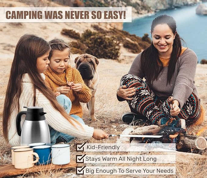 What sets the Vondior Coffee Carafe apart is its innovative double-walled construction. This ingenious design creates a vacuum-sealed chamber that maximizes heat or cold retention, ensuring your beverages stay at their desired temperature for longer. Plus, the leak-proof lid guarantees mess-free pouring and keeps your drinks at their freshest. Using the carafe is a breeze – simply fill it with your desired beverage, close the lid, and effortlessly dispense your drinks using the convenient tap. Cleaning is a snap too, thanks to the included brush that makes maintaining the carafe's pristine interior a hassle-free task.