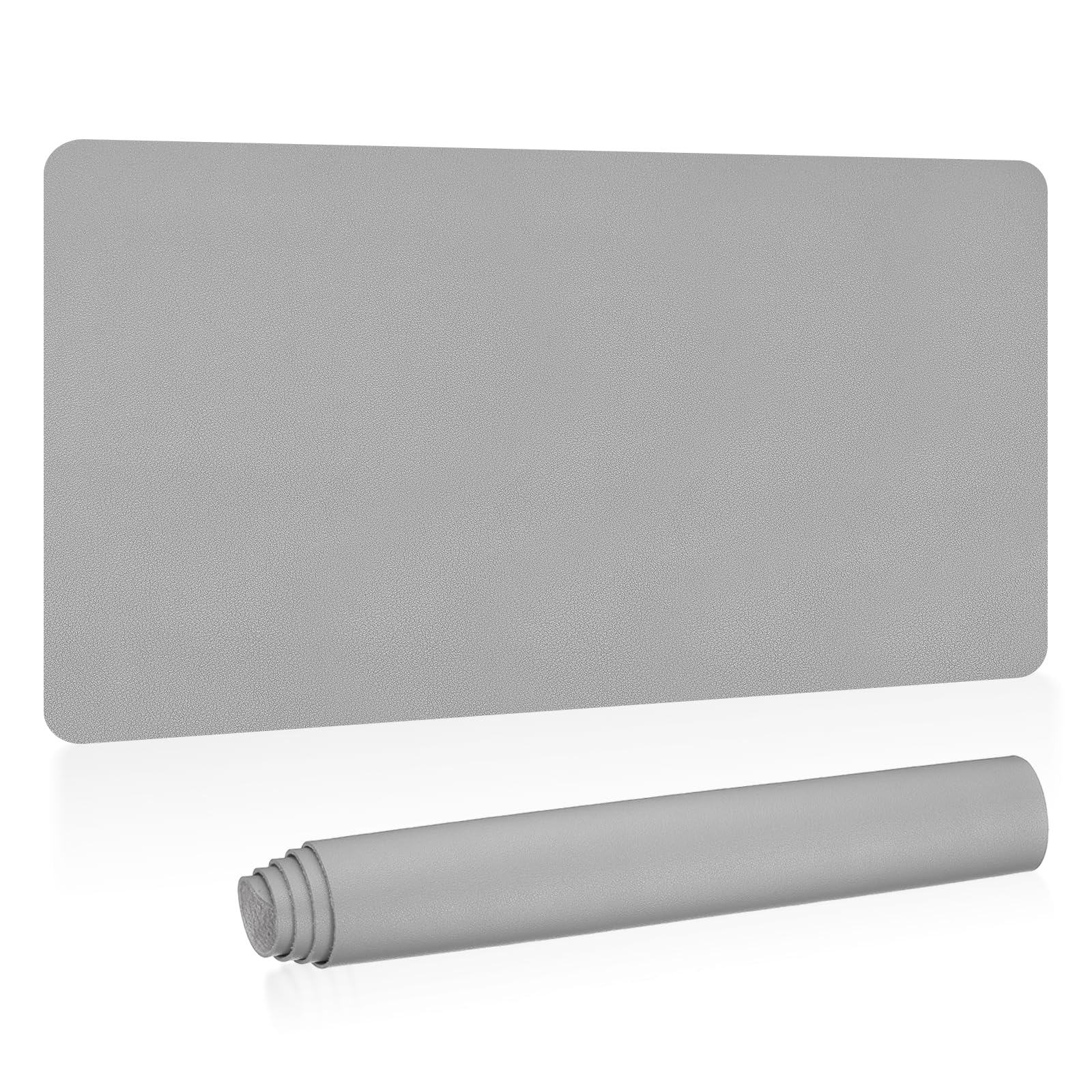 PATIKIL Large Desk Mat, 31"x15", PU Leather (Front), Suede (Back), Light Grey