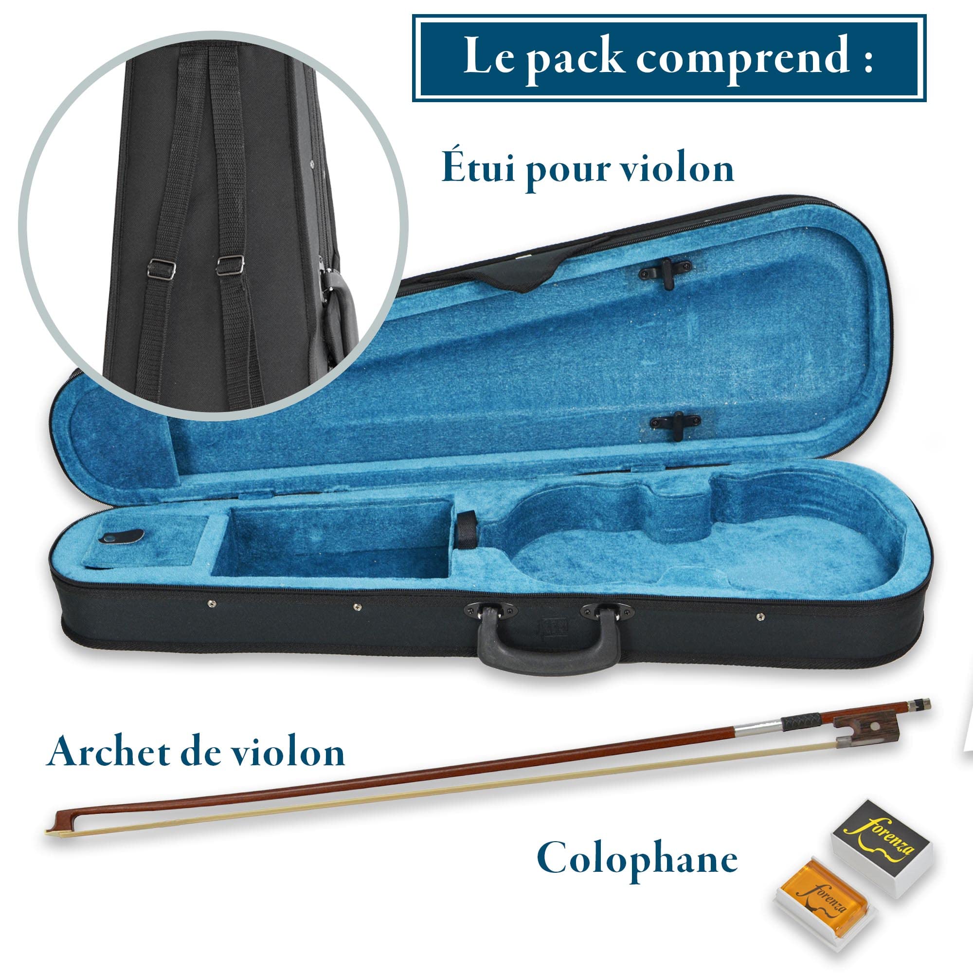 Forenza Uno Violon Taille 1/2 Pour Débutants Avec Étui Dur Léger, Arc Bois, Colophane, Cordes Acier