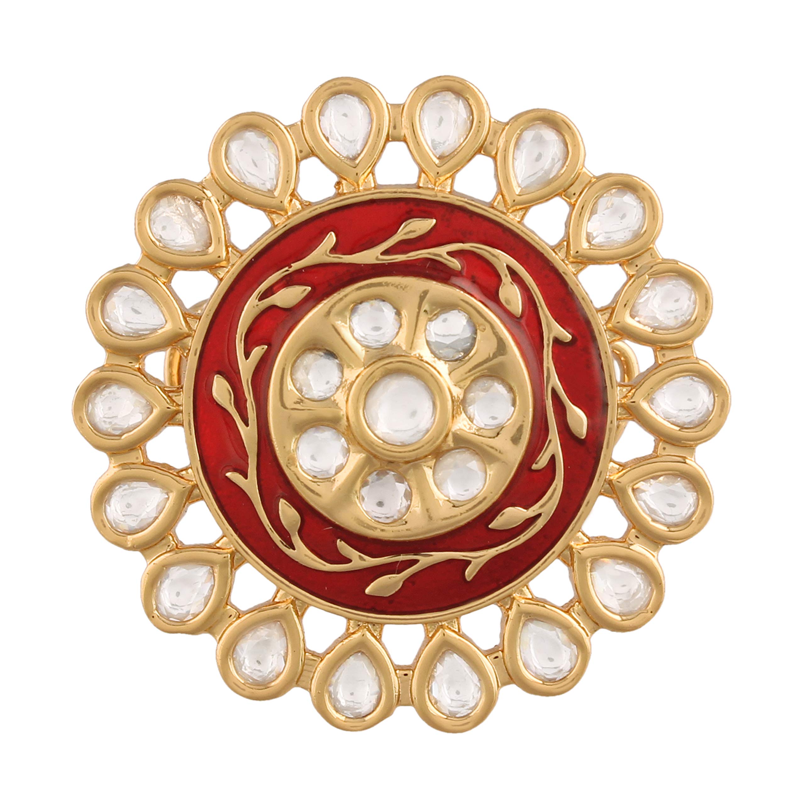 I Jewels Intricately Crafted in 18k Gold Plated Traditional Green Enamel/Meena Work Finger Ring Glided With Uncut Polki Kundans For Women/Girls (FL169G) (B08K93F8DX) Amazon Price History, Amazon Price Tracker