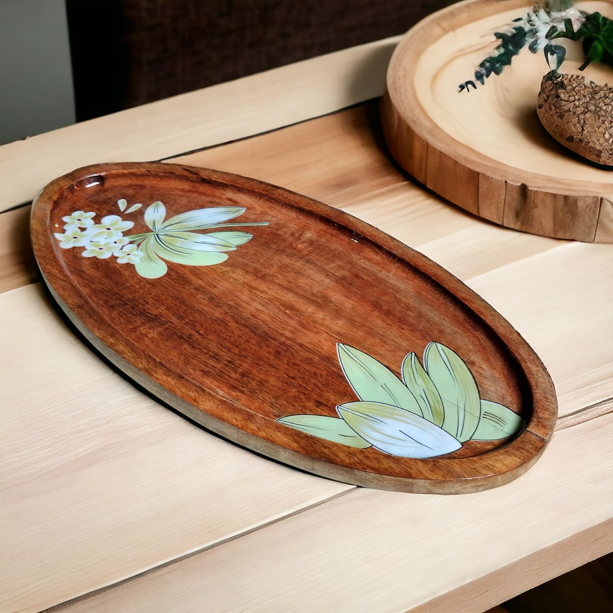 Monday Morning - Fleur D'Or Platter (Small) | Serving Platter with Wooden Board for Serving Sweets, Cookies, Dry Fruits, Snacks | Chopping Cutting Board for Kitchen Vegetables, Fruits | Brown (MM-002)