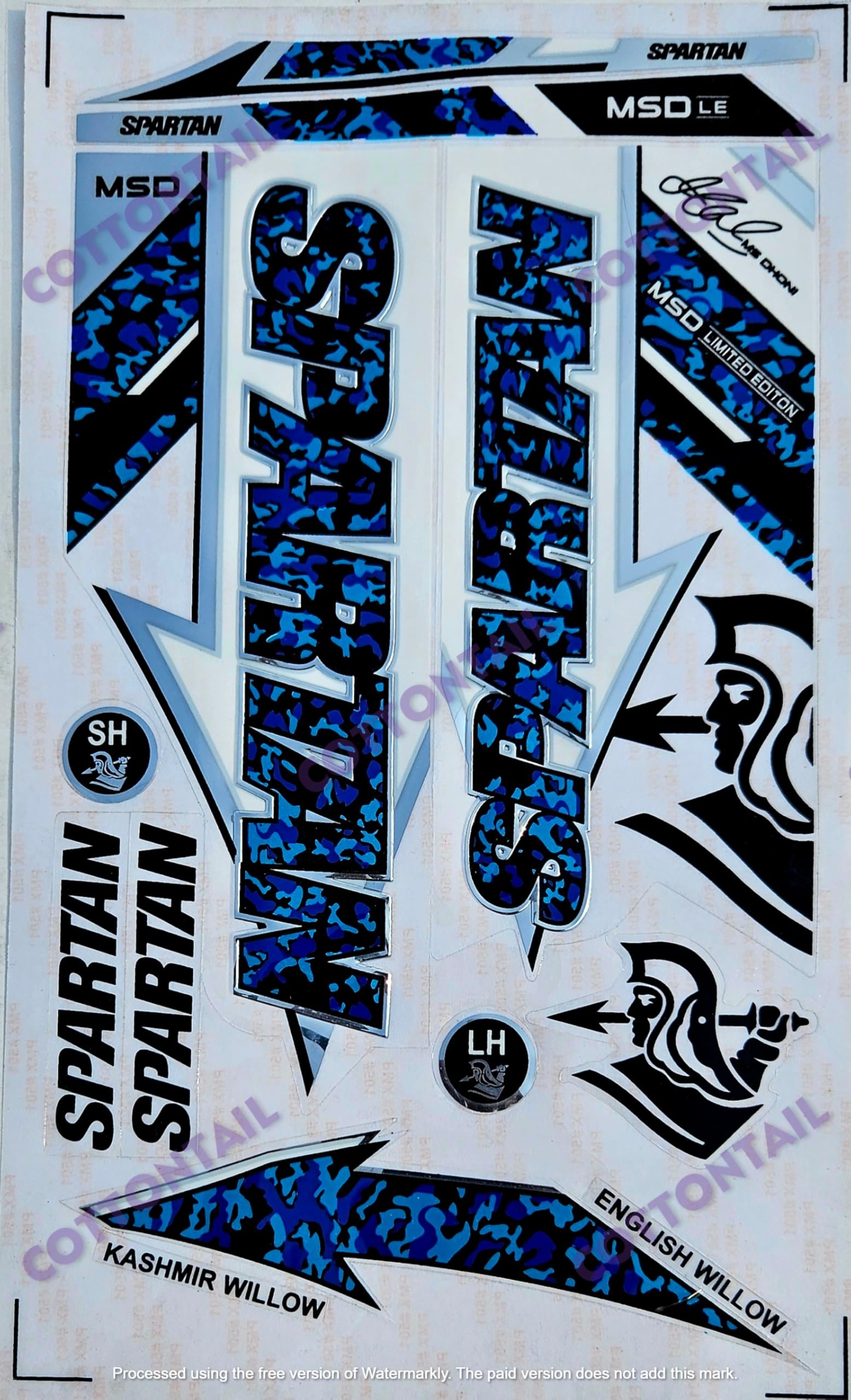 COTTONTAIL | 3D MS Dhoni Edition | English Willow | Embossed Cricket Bat Sticker | Blue (B0D9QTSNGS) Amazon Price History, Amazon Price Tracker