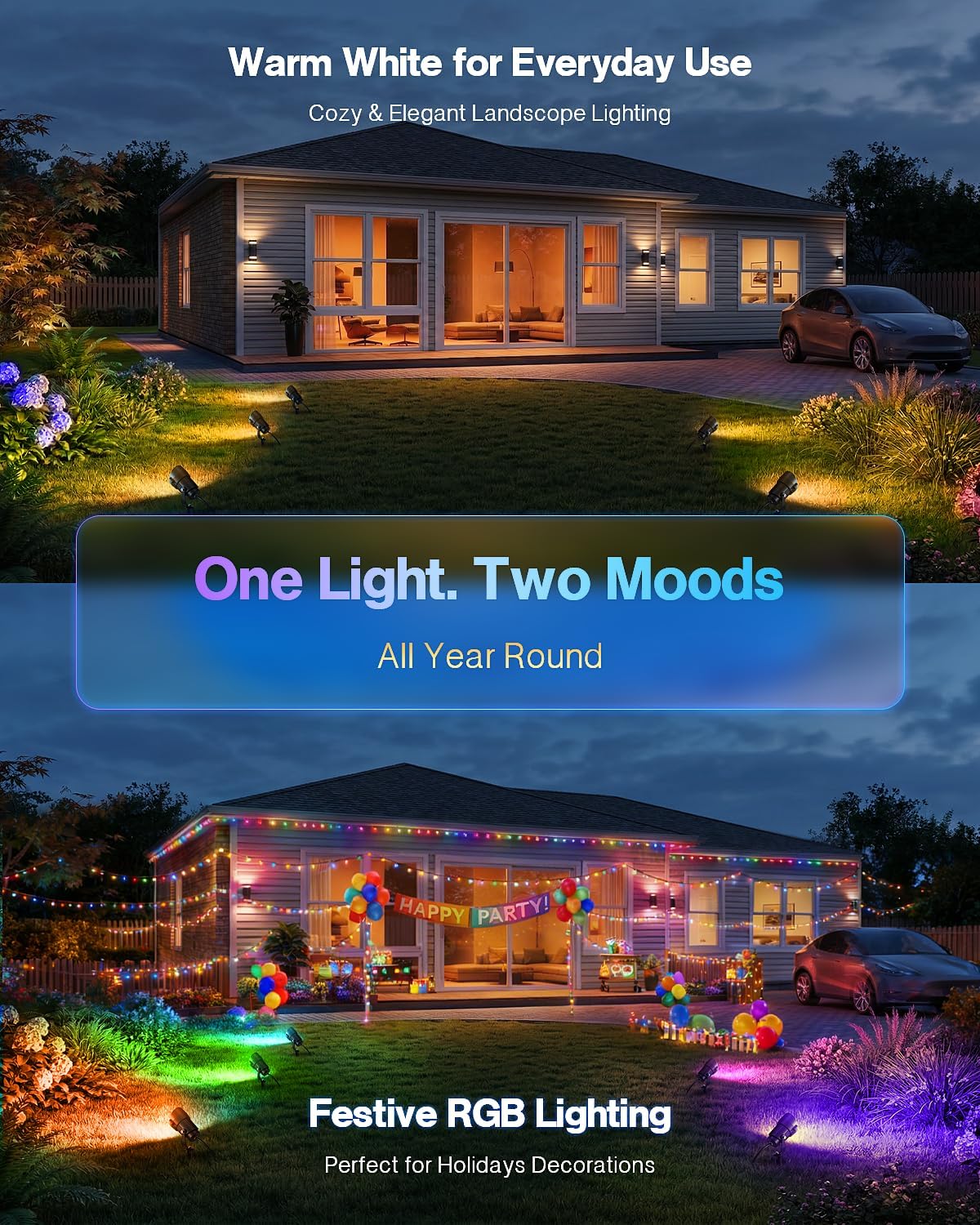 HIBOITEC RGBW Low Voltage Landscape Lighting 12W with 300W Transformer Remote Connectors Spotlights Landscape Lights Kit 12-24V AC/DC Waterproof for House Yard Outdoor Christmas 12Pack