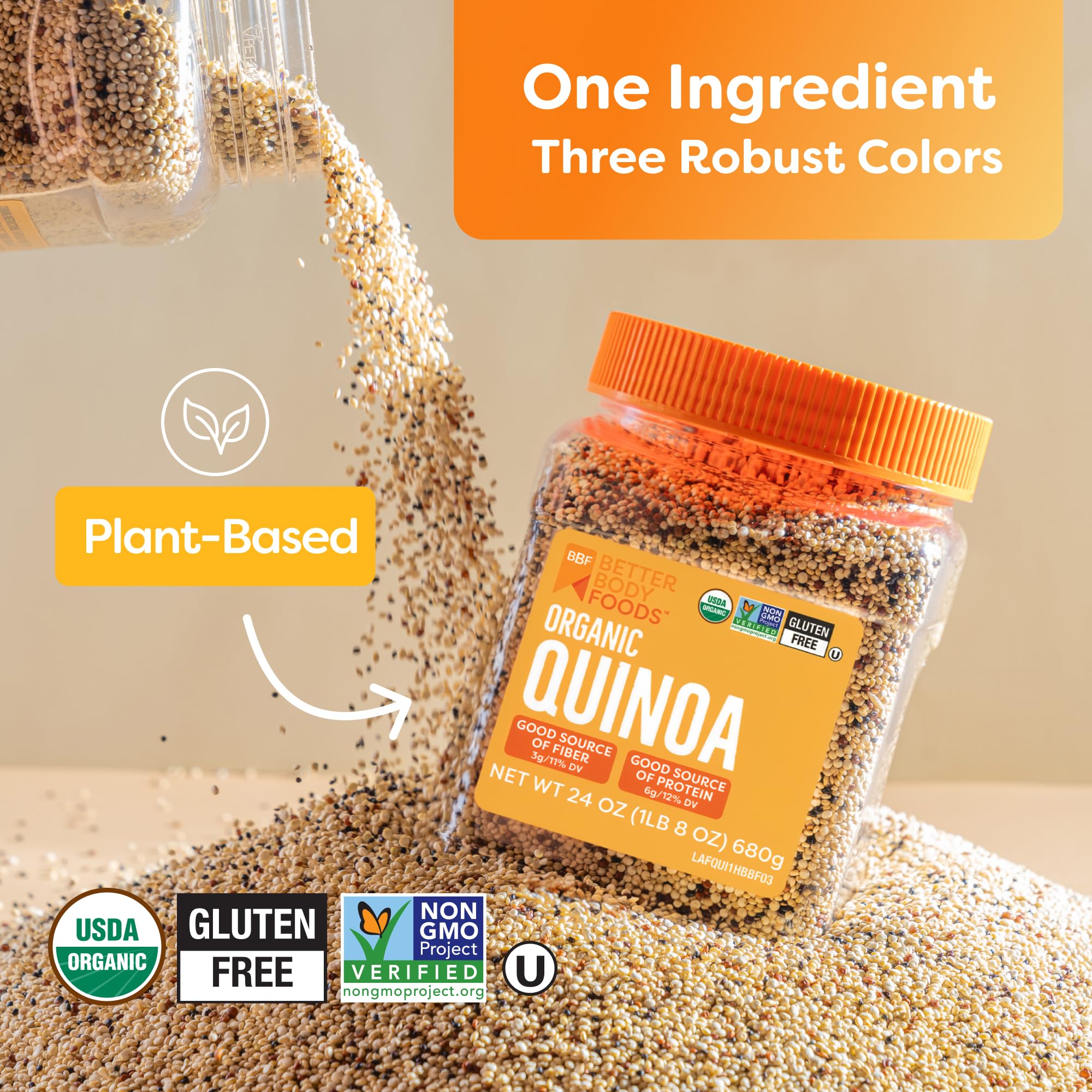 Organic Quinoa, Vegan, Complete Plant Protein, Gluten Free, Low Glycemic Rice Replacement, 24 ounce