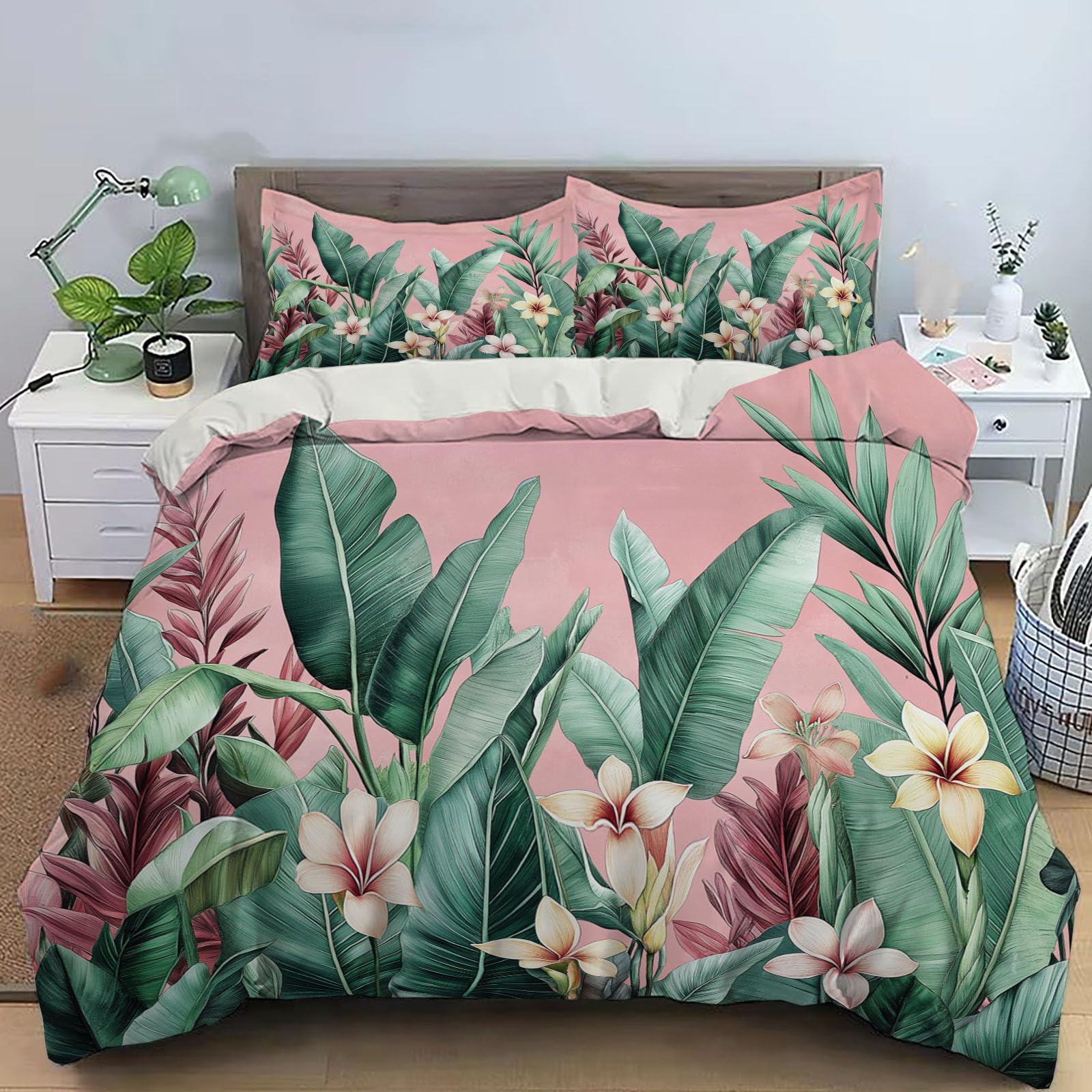 Parure de lit 220x240cm avec housse de couette réversible microfibre et taies d'oreiller 65x65