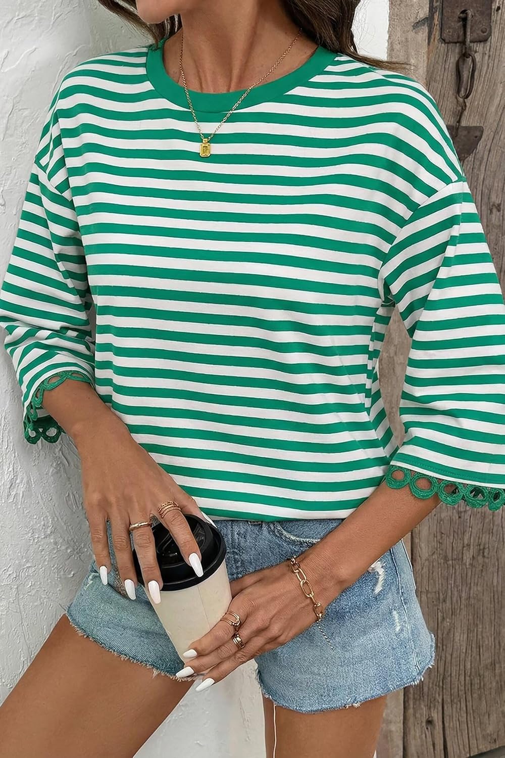 Dokotoo Sweatshirt for Women Long Sleeve Striped Oversized Sweatshirts Casual Crewneck Pullover Top 2026 Summer Outfits - Image 2