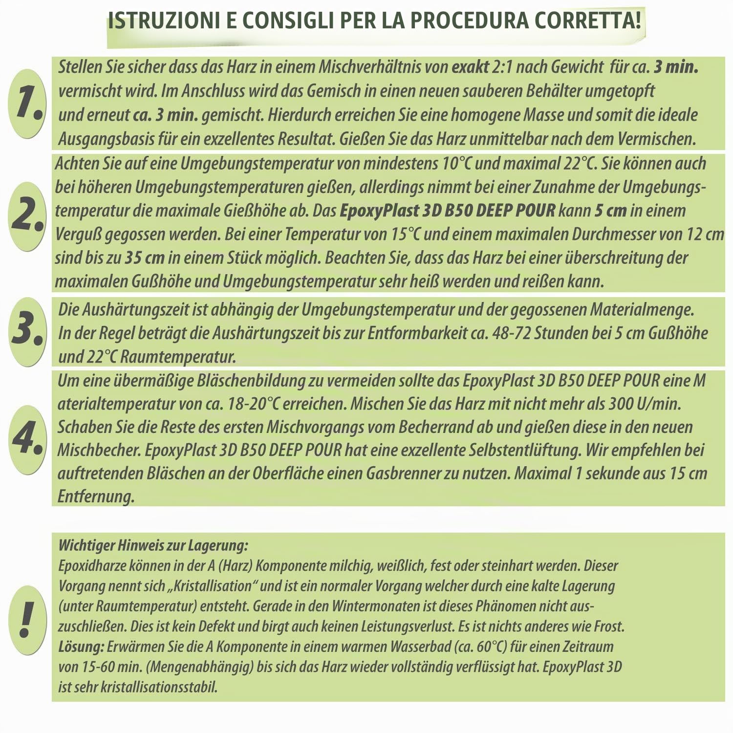 15,0 KG Resina epossidica Ultra transparente EpoxyPlast 3D B50 DEEP POUR bicomponente I Effetto acqua I Ottima protezione UV I Gioielli I Resina da colata I Cristallo chiaro I Prodotto