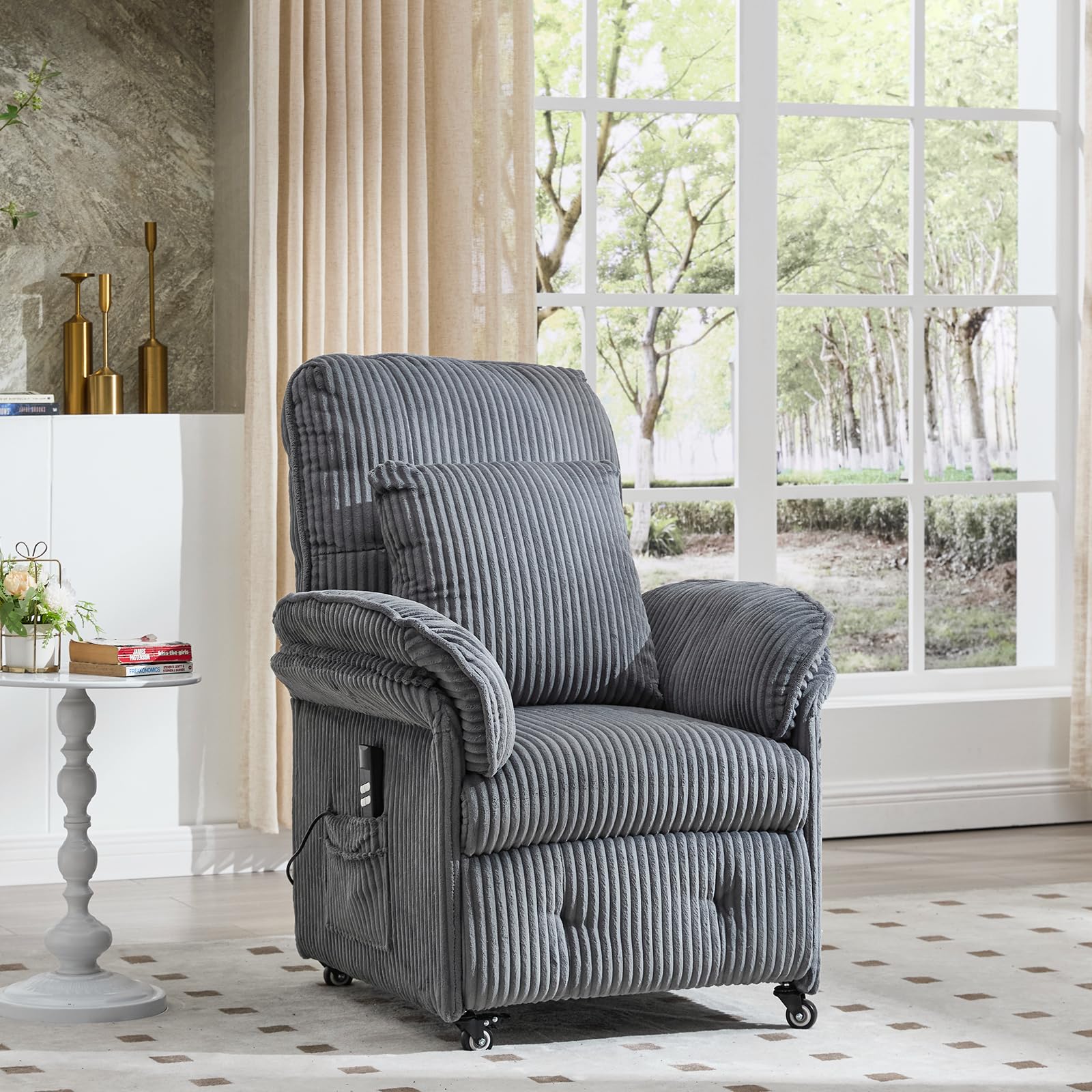 Poltrona relax elettrica con 2 motori, colore grigio scuro