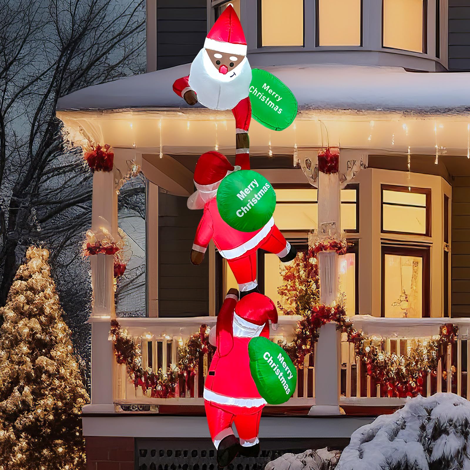 GUDELAK 8FT Christmas Inflatable: Outdoor Climbing Santa Claus with LED Lights, Blow Up Yard Decor for Indoor/Outdoor Garden/Porch
