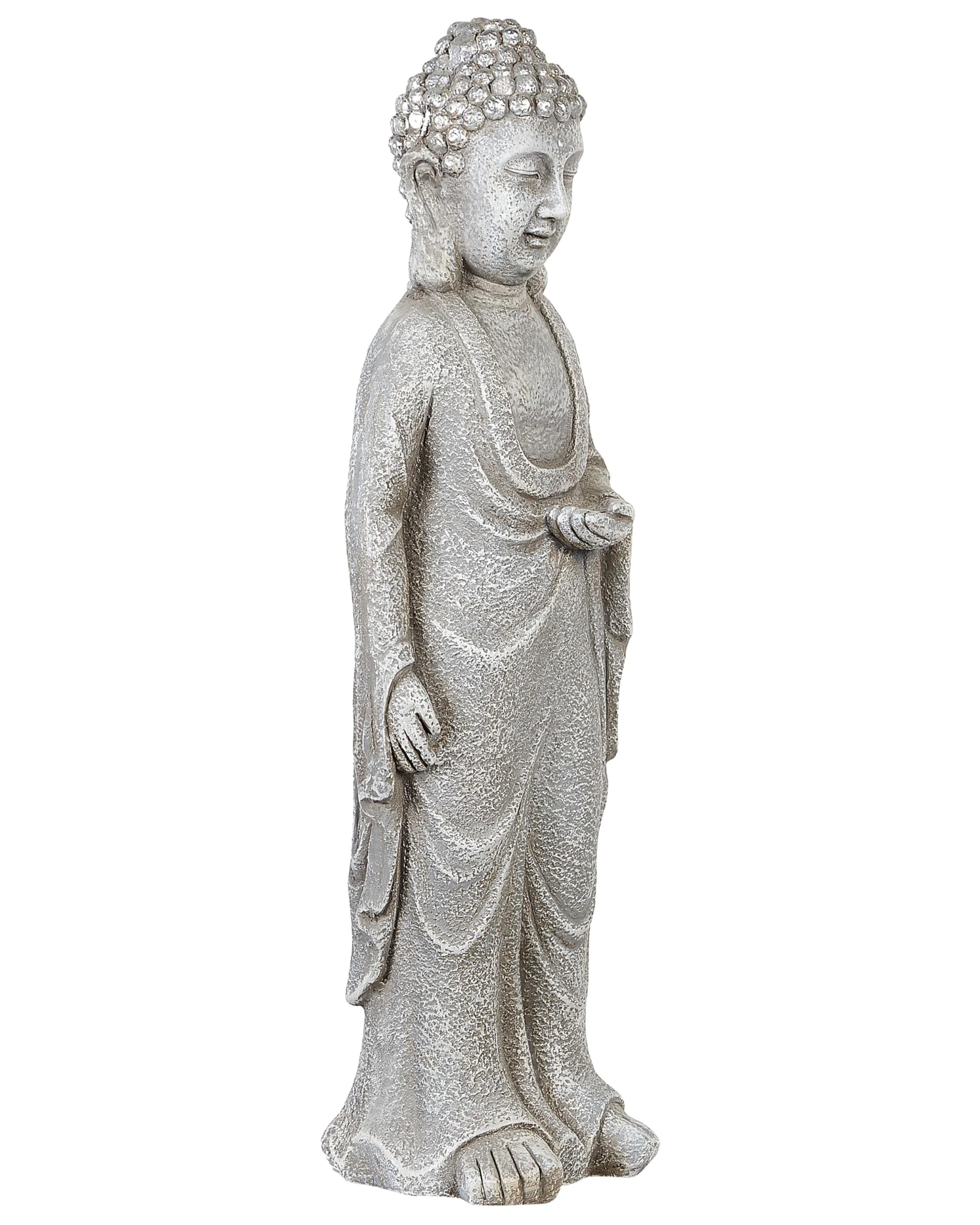 Beliani Figura Decorativa MgO Buda decoración de jardín Interior Exterior Gris Thoiry