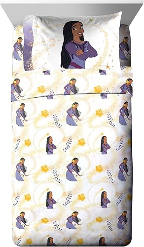 Miniatura 3 de Disney Wish - Juego de edredón tamaño individual, juego de cama de 5 piezas, incluye juego de sábanas y fundas de almohada, ropa de cama súper suave