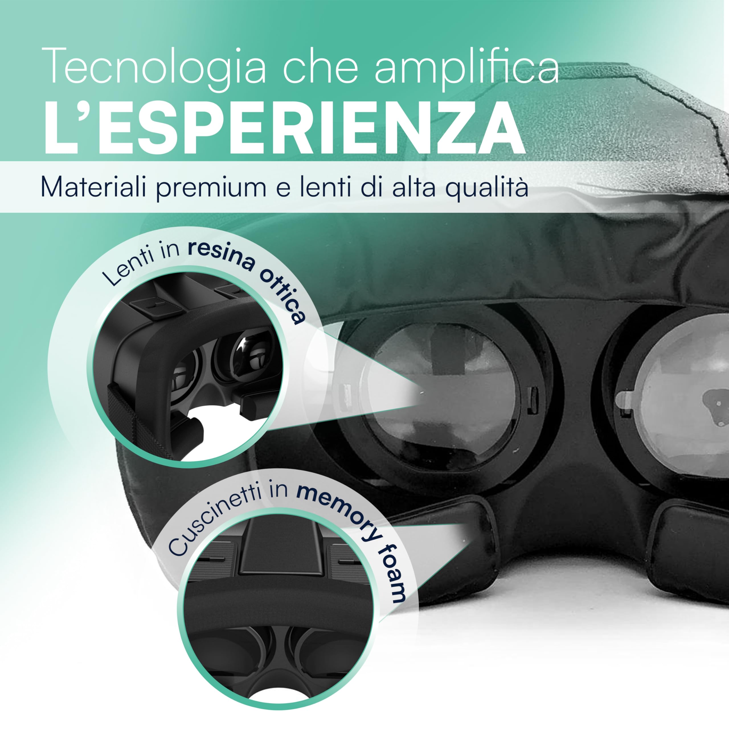 TEMPO DI SALDI Visore Realtà Virtuale 3D compatibile IOS e Android, Visore VR Smartphone da 4.7 a 6 pollici, Occhiali VR per giochi, video e Virtual Reality immersiva