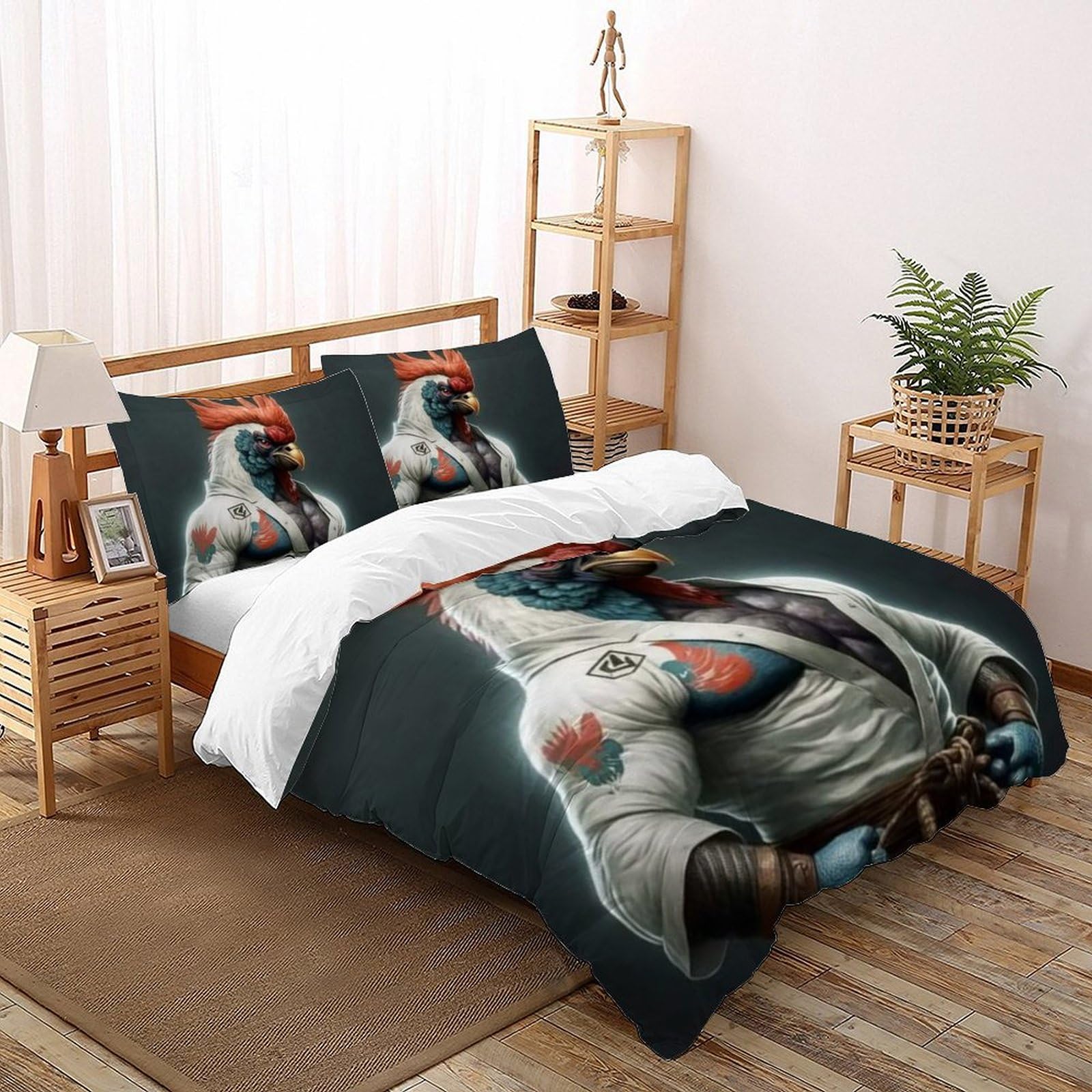 Housse de couette super king poulet design 3D literie microfibre de qualité