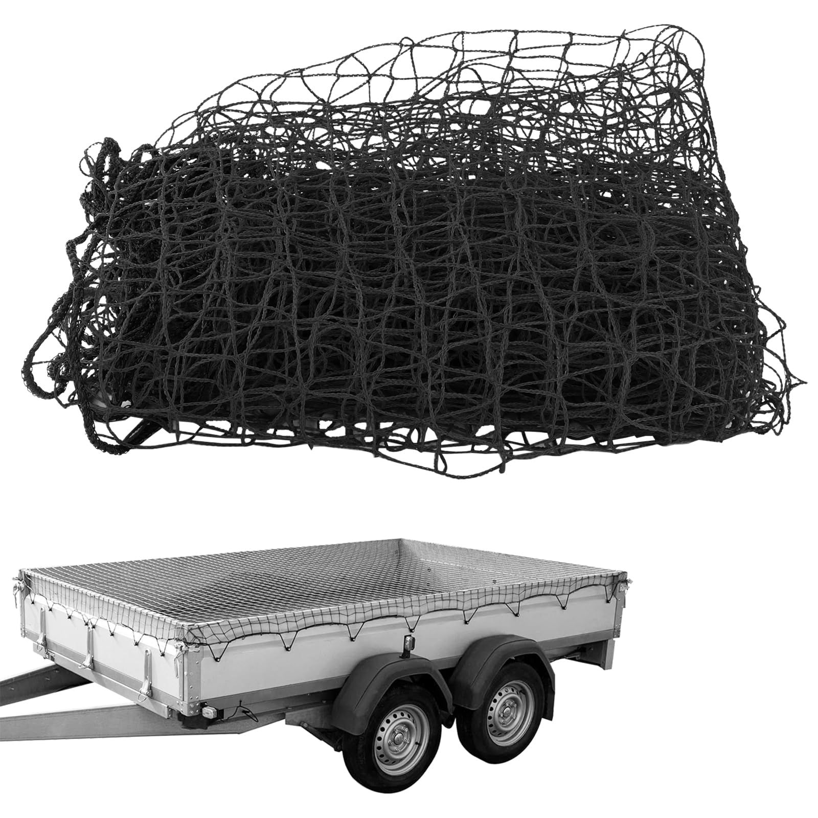 QINGYIWL Anhängernetz 2x3m, Ladungssicherungsnetz, Sicherungsnetz für Anhänger, Anhänger Netz für Ladungssicherung (Schwarz)