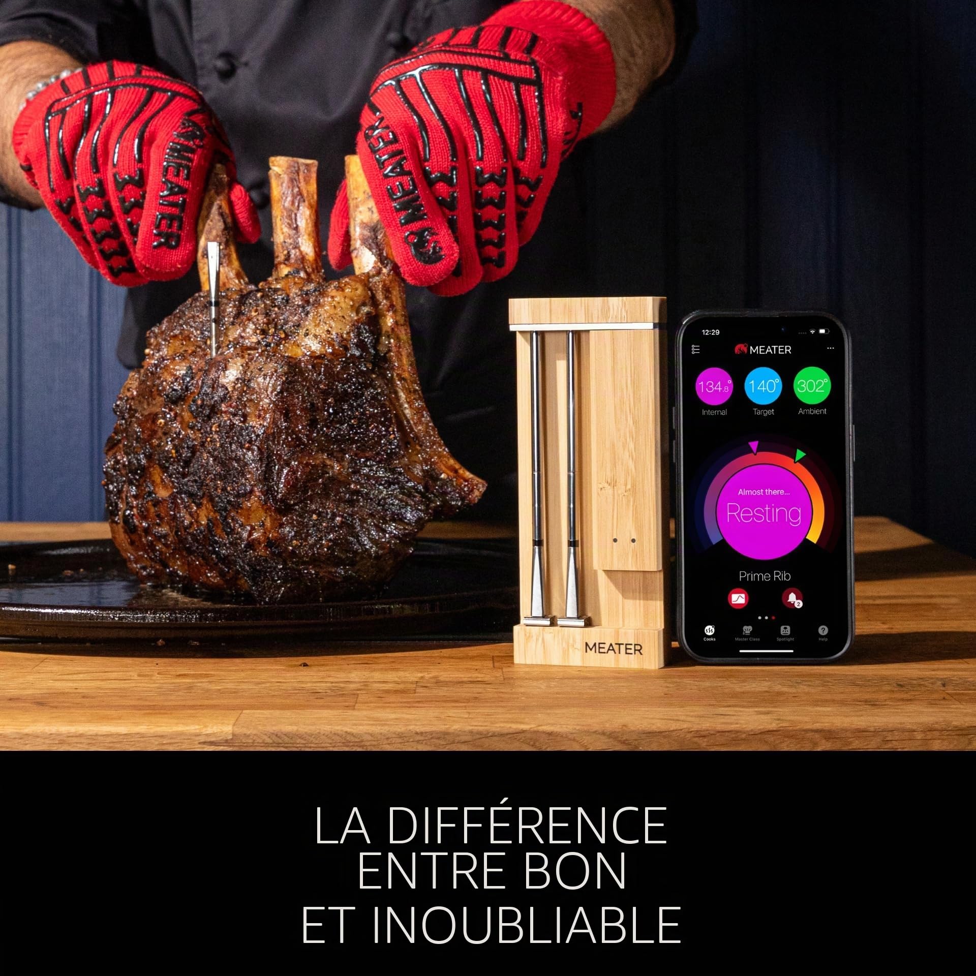 Meater Pro Duo : thermomètre numérique intelligent | Résistance 550 °C | Grande portée | Précision certifiée | BBQ, four, fumoir, friteuse | Plus de 50 recettes
