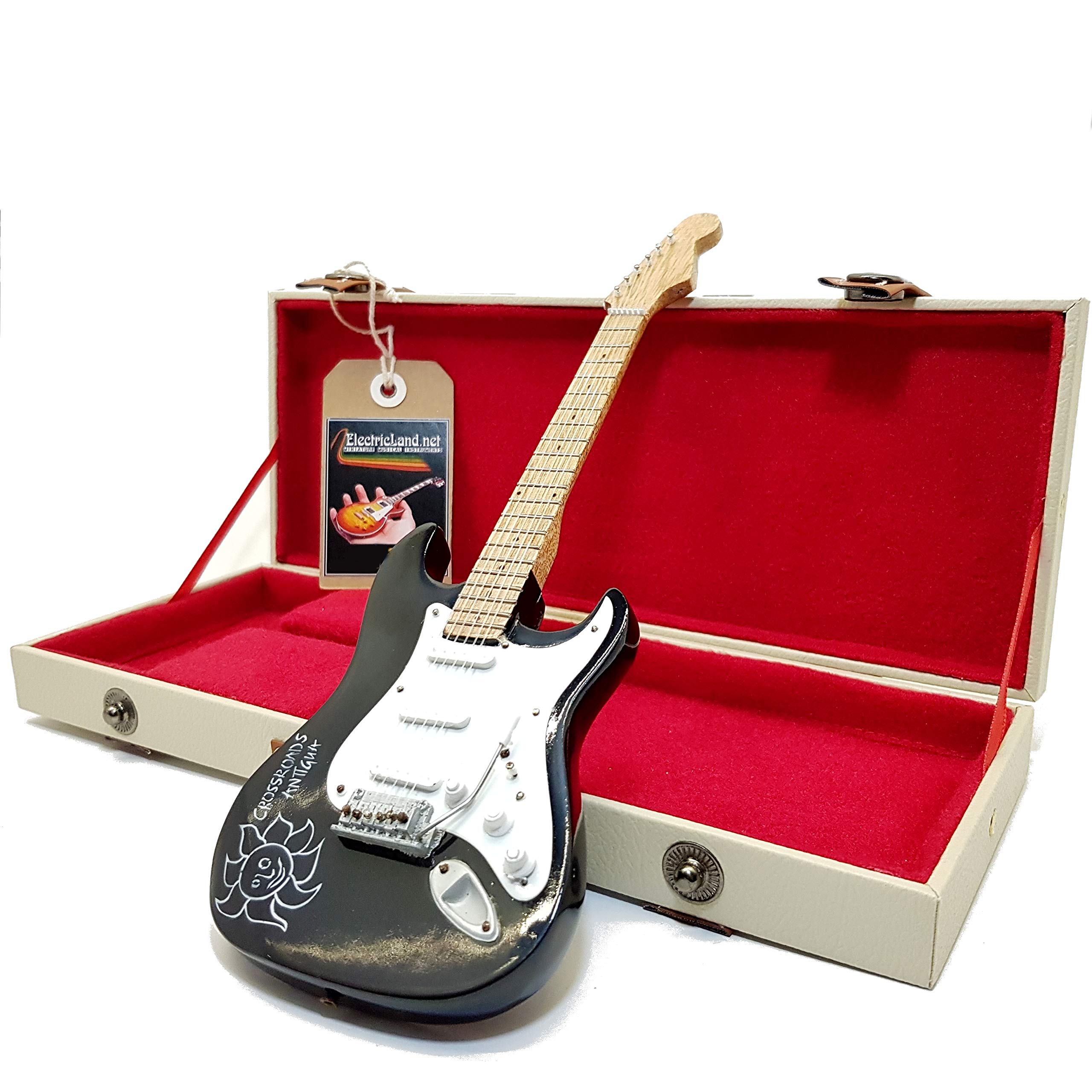 Mini guitar Eric Clapton Crossroad antigua Slowhand stratocaster réplique tribute model + boîtier miniature échelle 1:4 guitare miniature étui collection gadget mémoire - Les Beatles, Paul McCartney, John Lennon, RIngo Starr, George Harrison Mini guitar Eric Clapton Crossroad antigua Slowhand stratocaster réplique tribute model + boîtier miniature échelle 1:4 guitare miniature étui collection gadget mémoire