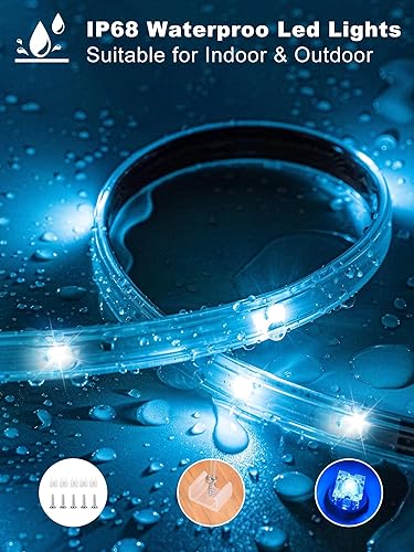 Ledagic Tira de luces LED para exteriores de 100 pies, impermeable, IP68, tira de luz LED exterior impermeable con control remoto y aplicación,