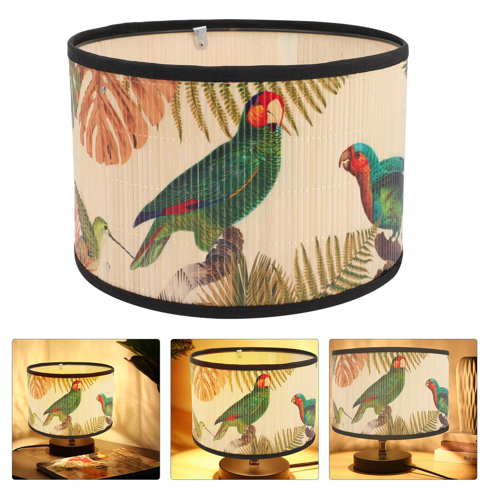 KOMBIUDA Paralume in Bambù Retrò, Copertura per Lampada Sospensione E27, Stile Elegante per Decorazioni Casa e Soggiorno in Bambù