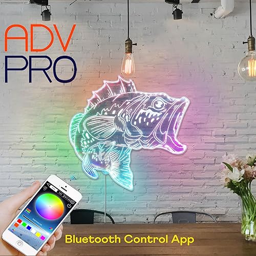 Miniatura 2 de ADVPRO Bass Fish Fishing Cabin House RGB Dynamic Glam LED Sign - Forma de corte a borde - Decoración de pared 3D inteligente - Iluminación dinámica