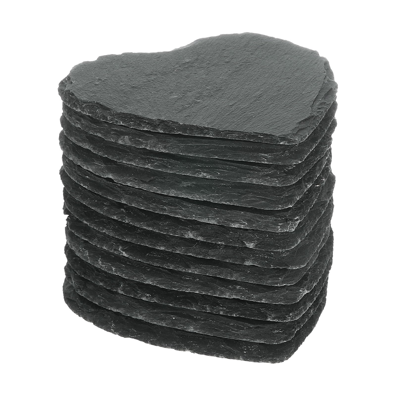 uxcell Posavasos de pizarra para bebidas, 12 unidades de 4 x 4 pulgadas, posavasos de piedra con barra de corazón para grabar, hechos a mano con parte inferior antiarañazos para bebidas, café, bar,