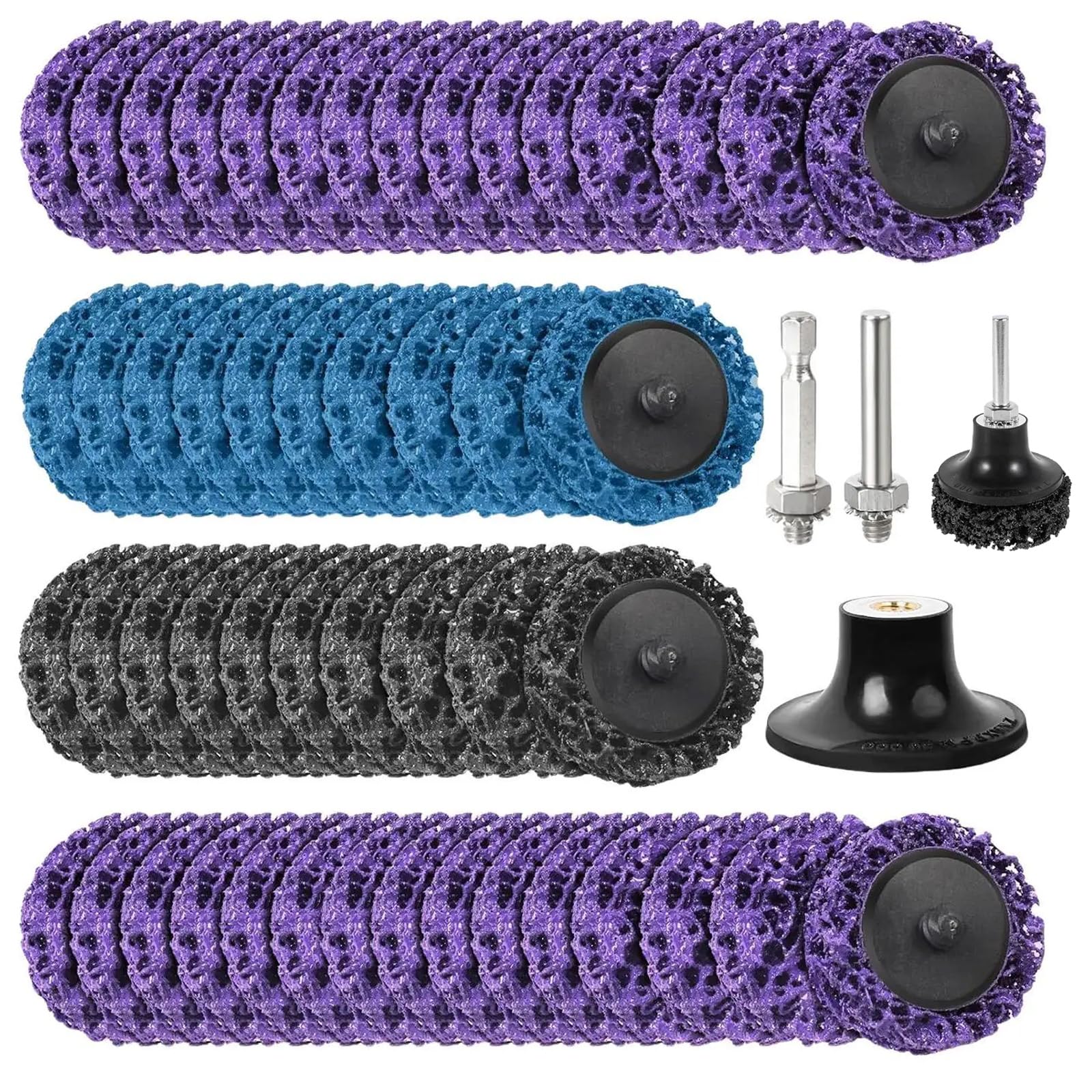 50 Pièces Disque Abrasif 50mm,Disques Abrasifs CSD,Disque Decapage Peinture Petit Disque Poncage per Pour l'élimination des couches de peinture, de la rouille et de l'oxydation(Violet/Bleu/Noir)