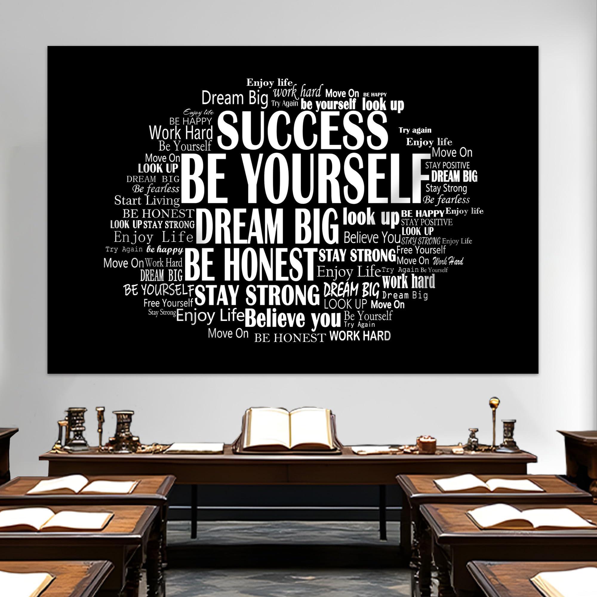 Yieldeer Inspirational Photo Backdrop Positive Affirmations Wall Tapestry Motivational Photography Background Black and White Themed Birthday Party