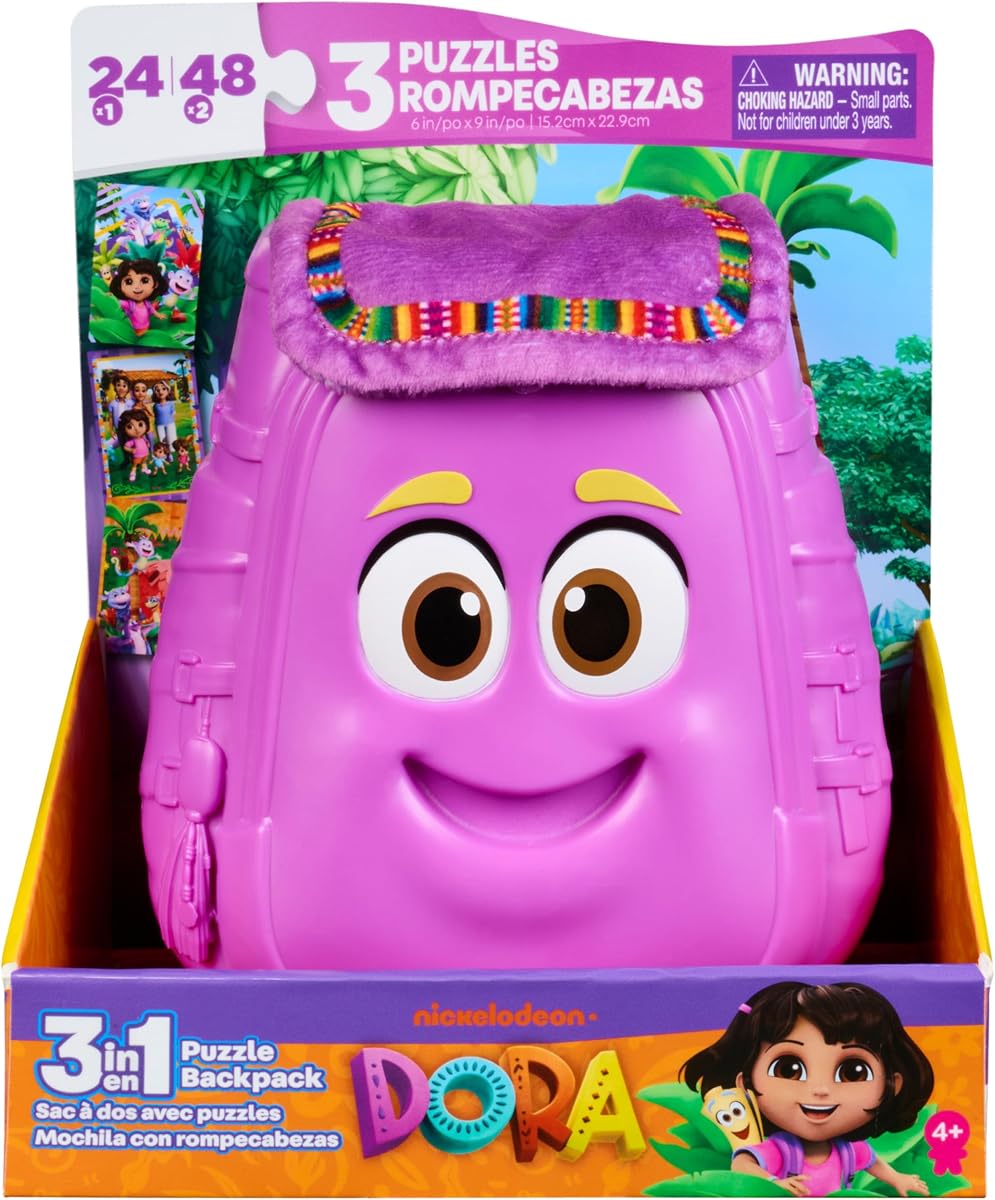 Spin Master Games 3-in-1 Panoramic Dora Puzzle | 3 Puzzles to Put Together Separately & Connect into 1 Big Puzzle, A Fun Activity, 24 & 48 Puzzle Pieces, Ages 4 & Up