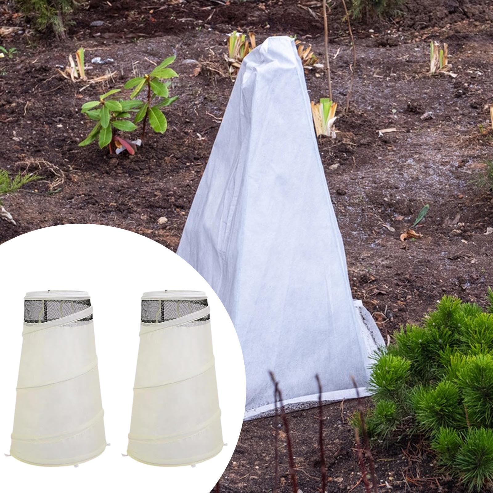 Fenteer Cubierta para, protección contra heladas con Cremallera, Tela antiheladas para plántulas, Resistente al frío, para arbustos, hortalizas en, 2 Piezas