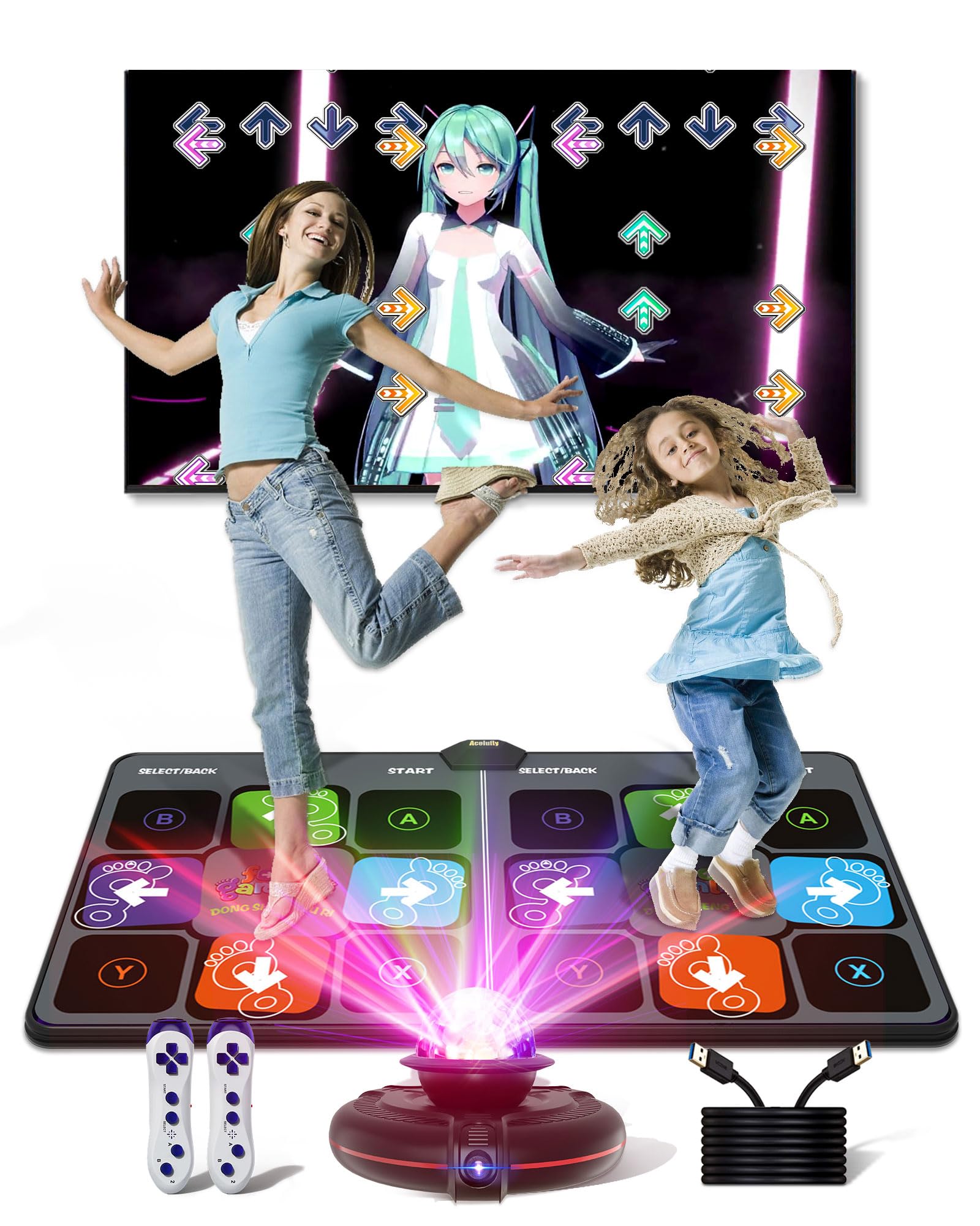 Acelufly Double Wireless Dance Mat for TV, Gift for Kids Adults (Grey)