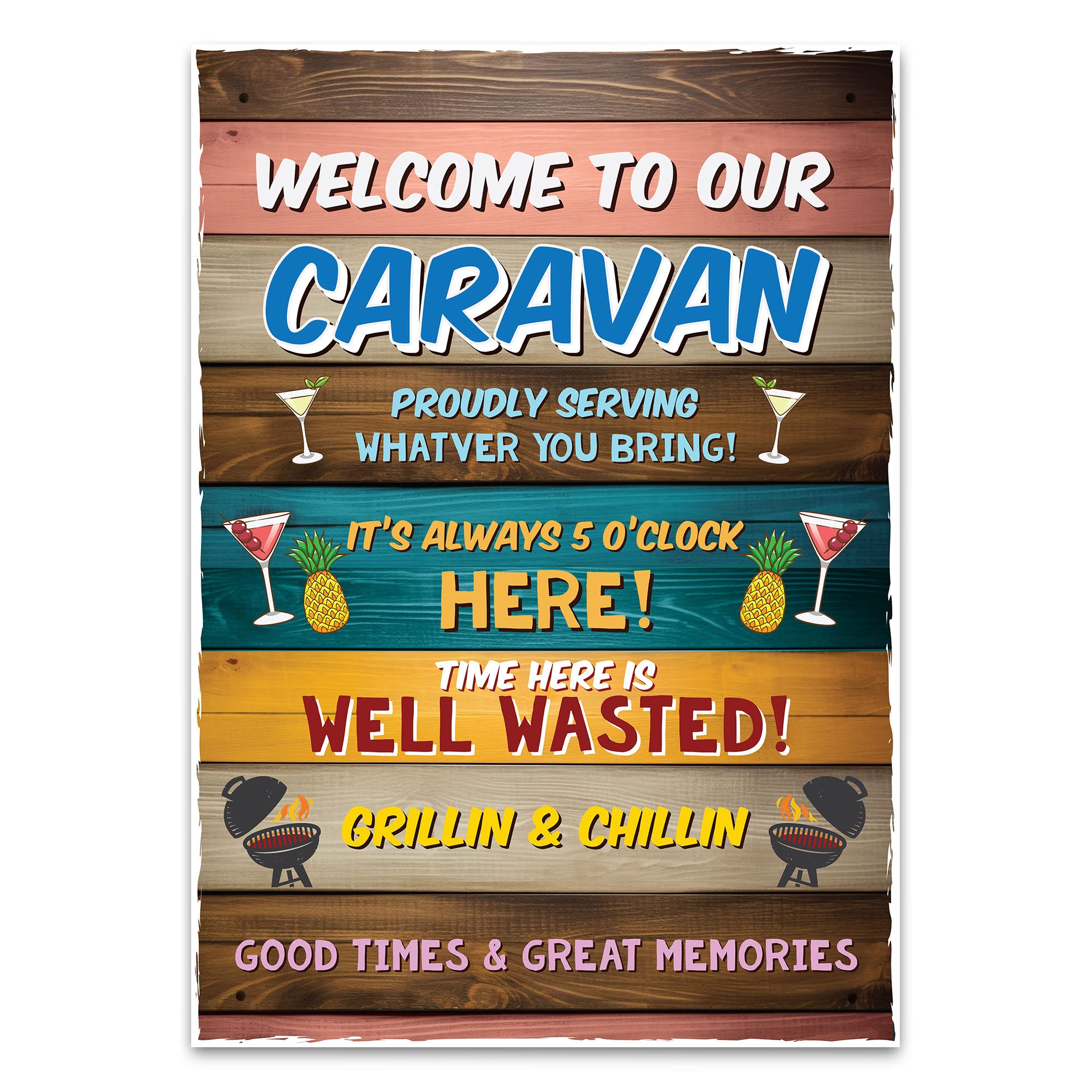 Red Ocean Men's Multicoloured Funny Welcome To Our Caravan Sign Novelty Plaque Hanging Welcome Sign Retiret Friendship Gift For Wo Caravan Signs And Plaques Caravan Accessories