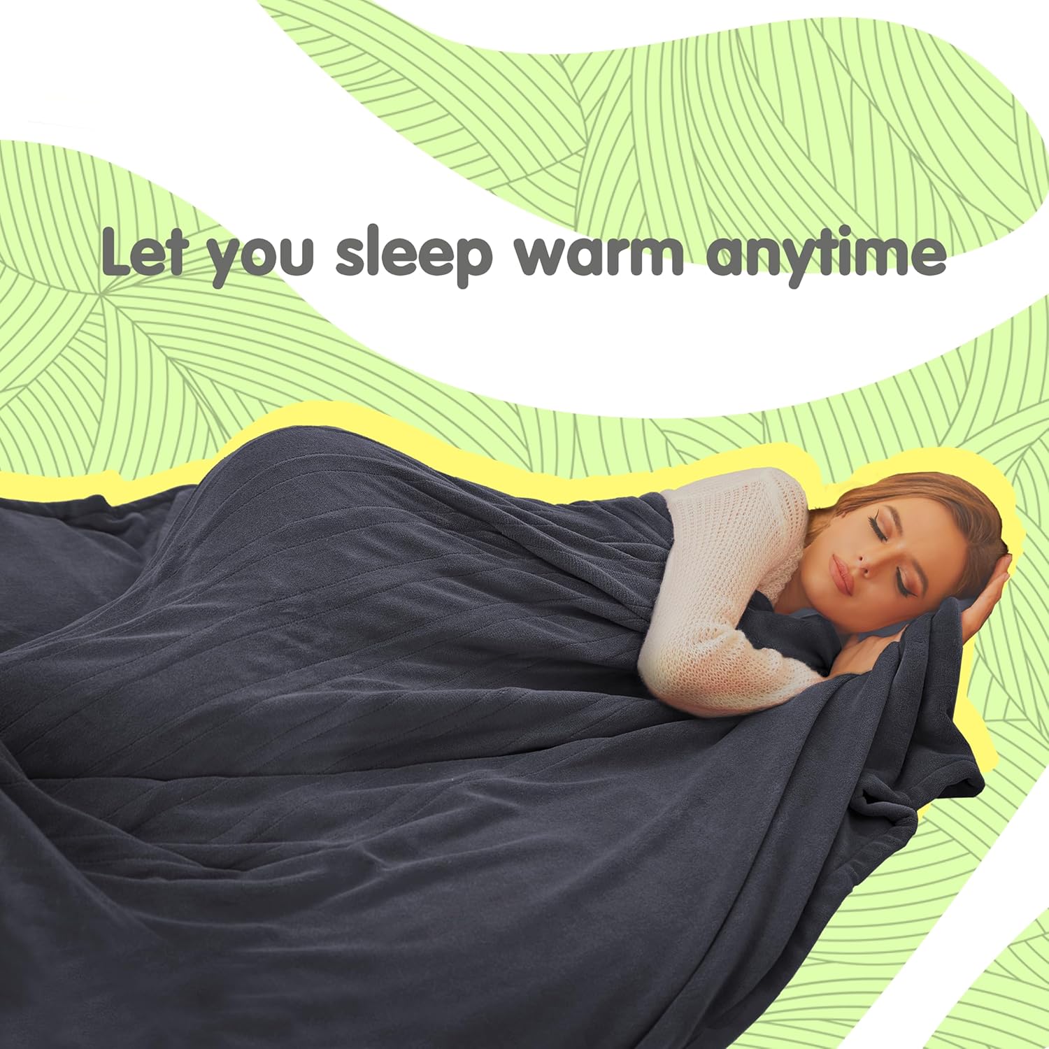 Electric Heated Blanket 62”x84” Coral Fleece Twin Size with 4 Heating Settings and 10 Hours Auto-Off, Machine Washable and Made with Skin-Friendly Materials-Dark Grey