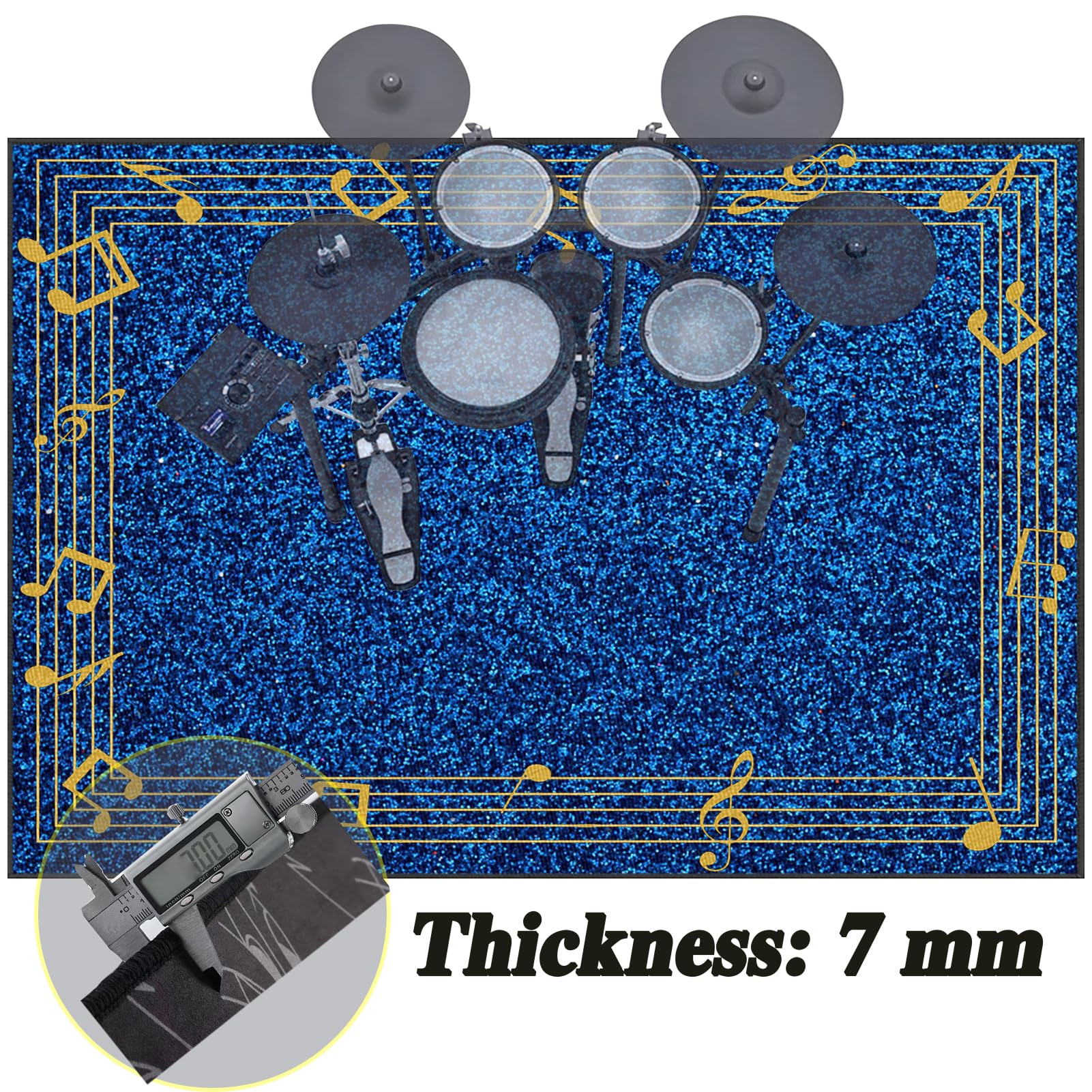 Dywaniki akustyczne Dywan Bateria Bęben Dywan Dźwiękoszczelny Dywan Elektroniczny Bateria Dywaniki Prostokątne do Bombo Pudełko Antypoślizgowa Mata na baterie 140 x 120 cm
